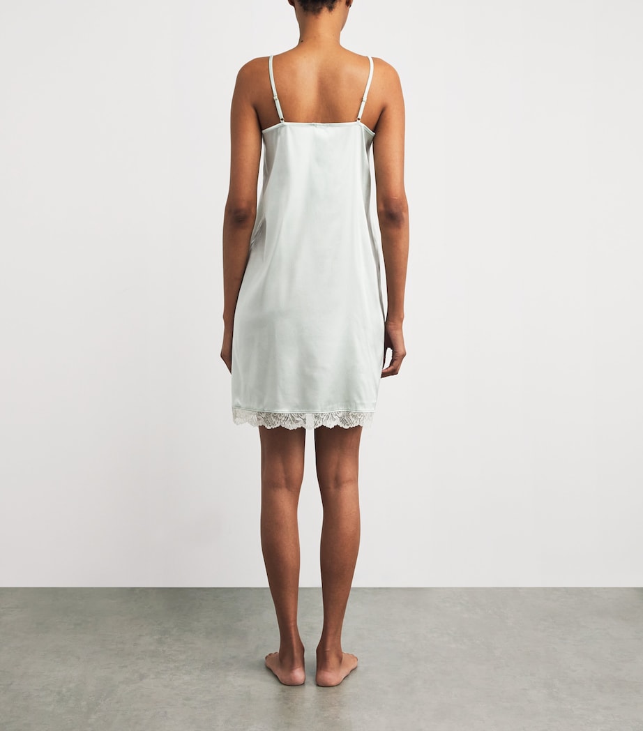 Silk Lace-Trim Nightdress WHITE SAGE Image 4