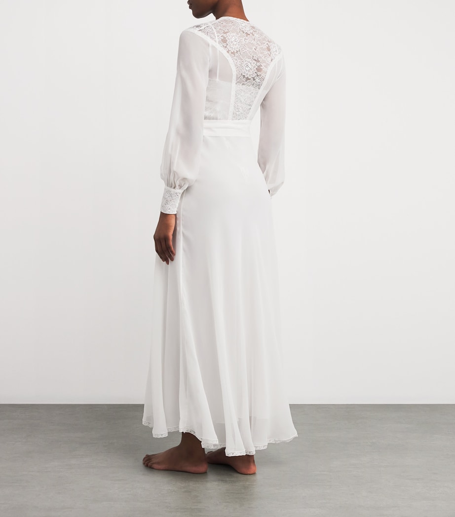 Silk Clelia Bridal Robe WHITE W WHITE LACE Image 3