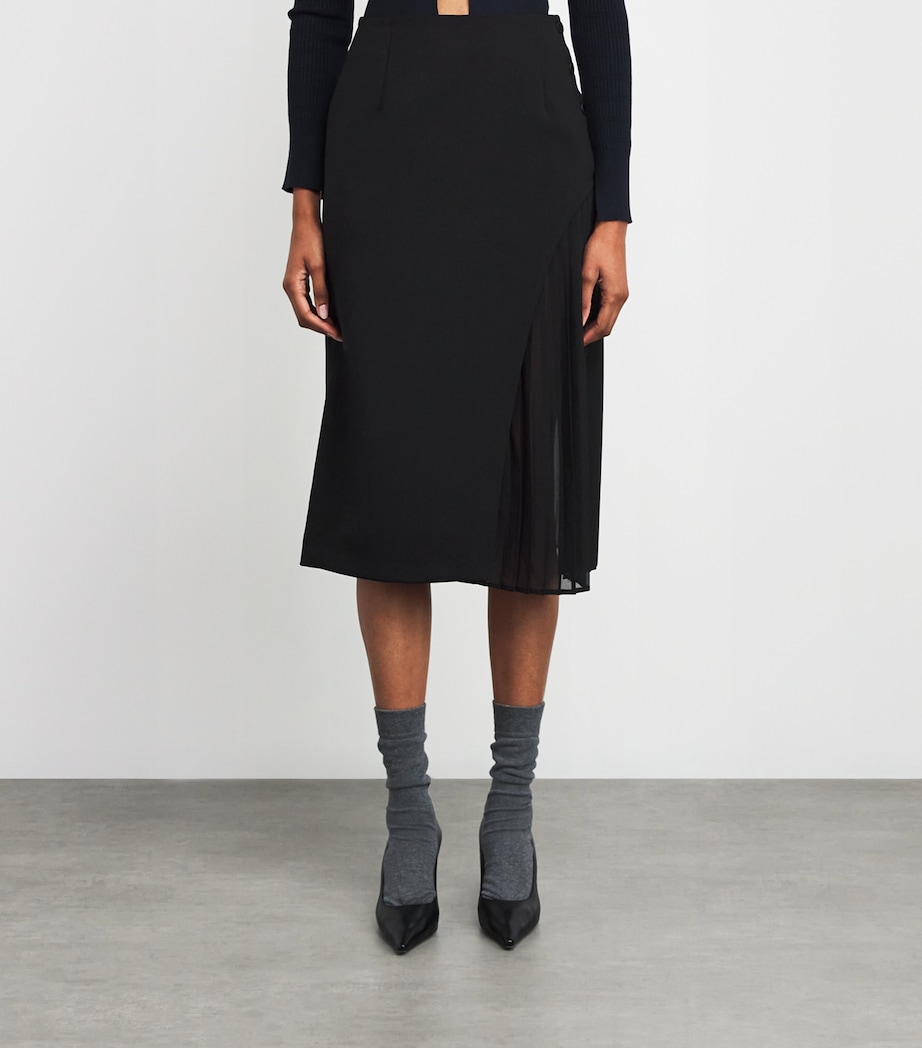 Pleated Panel Midi Skirt BLACK Image 3