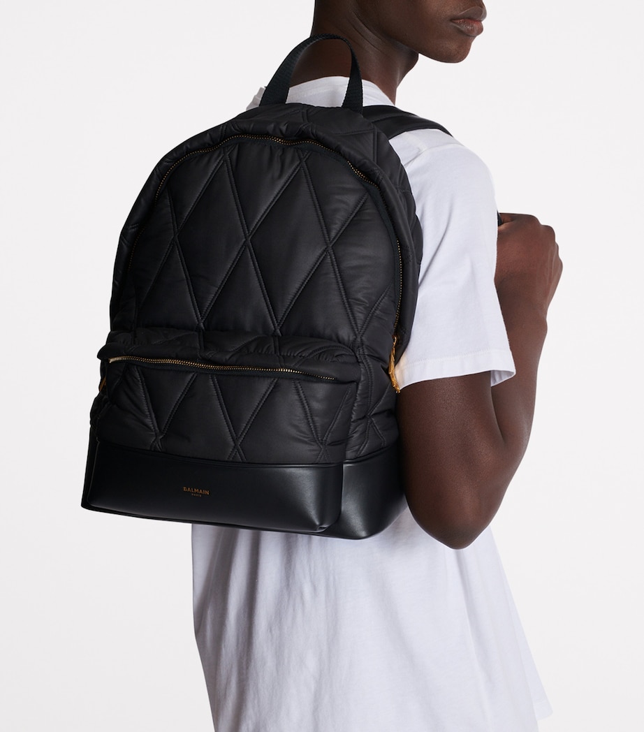 Balmain Quilted Diamond Motif Backpack Eaf Noir/kaki Image 2