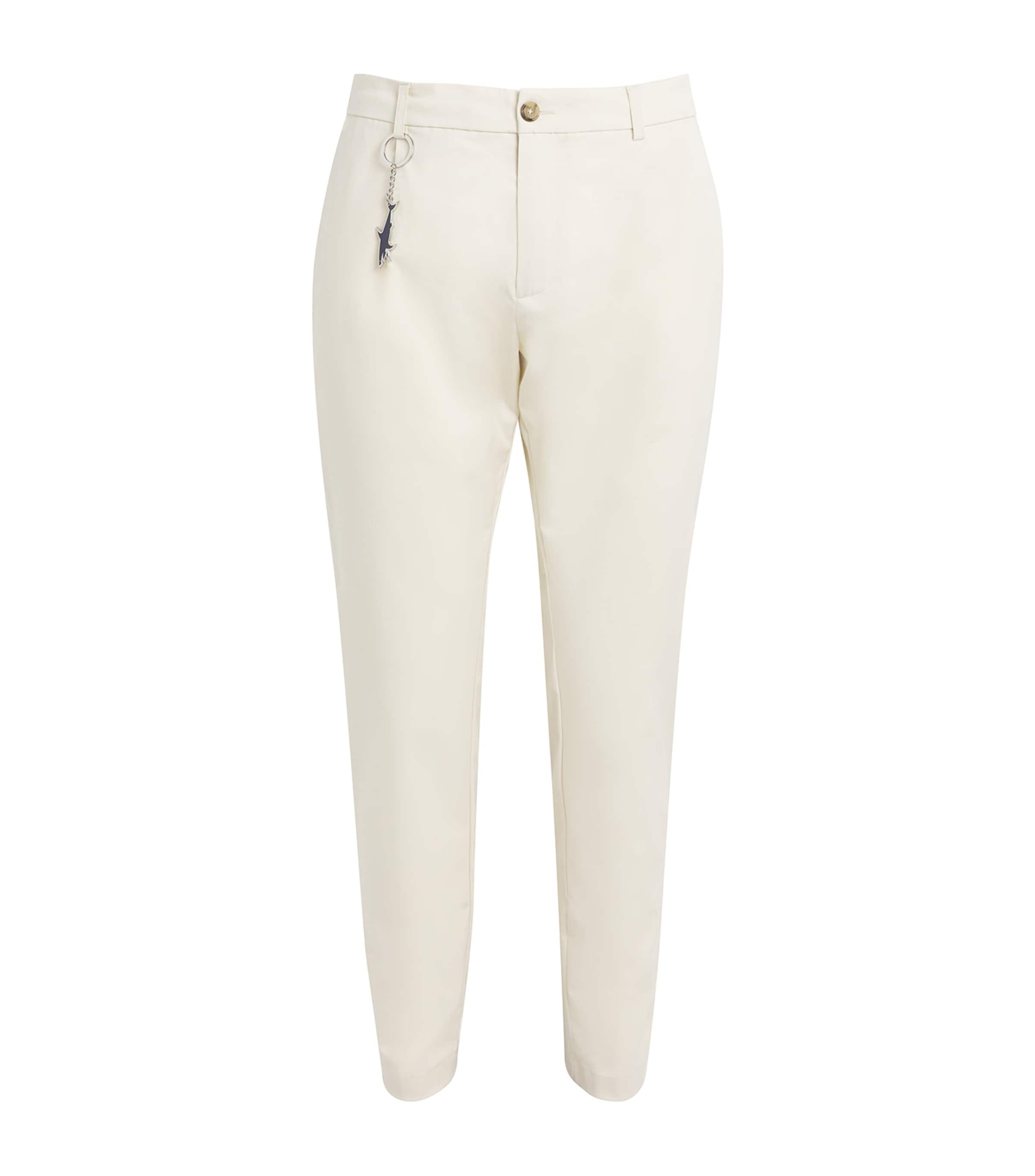 Paul & Shark Stretch Slim-fit Chinos With Shark Charm In Ivory
