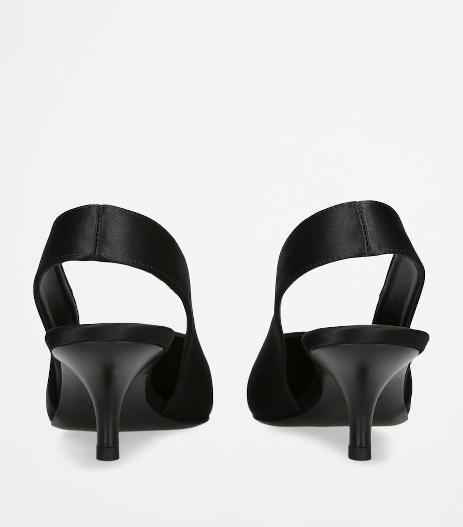 Satin Classic Slingback Pumps 55 BLACK Image 3