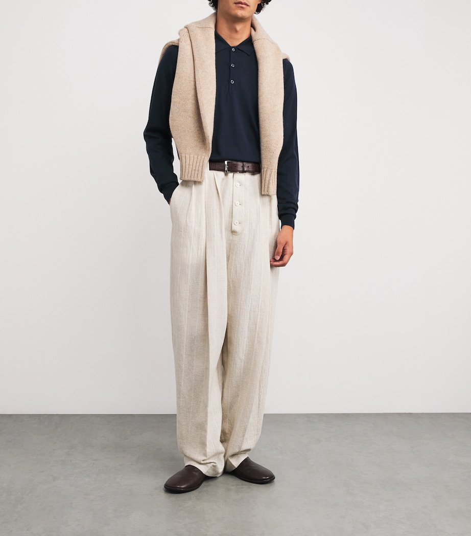 Extra Fine Merino Long-Sleeve Herbie Polo Shirt MIDNIGHT Image 2