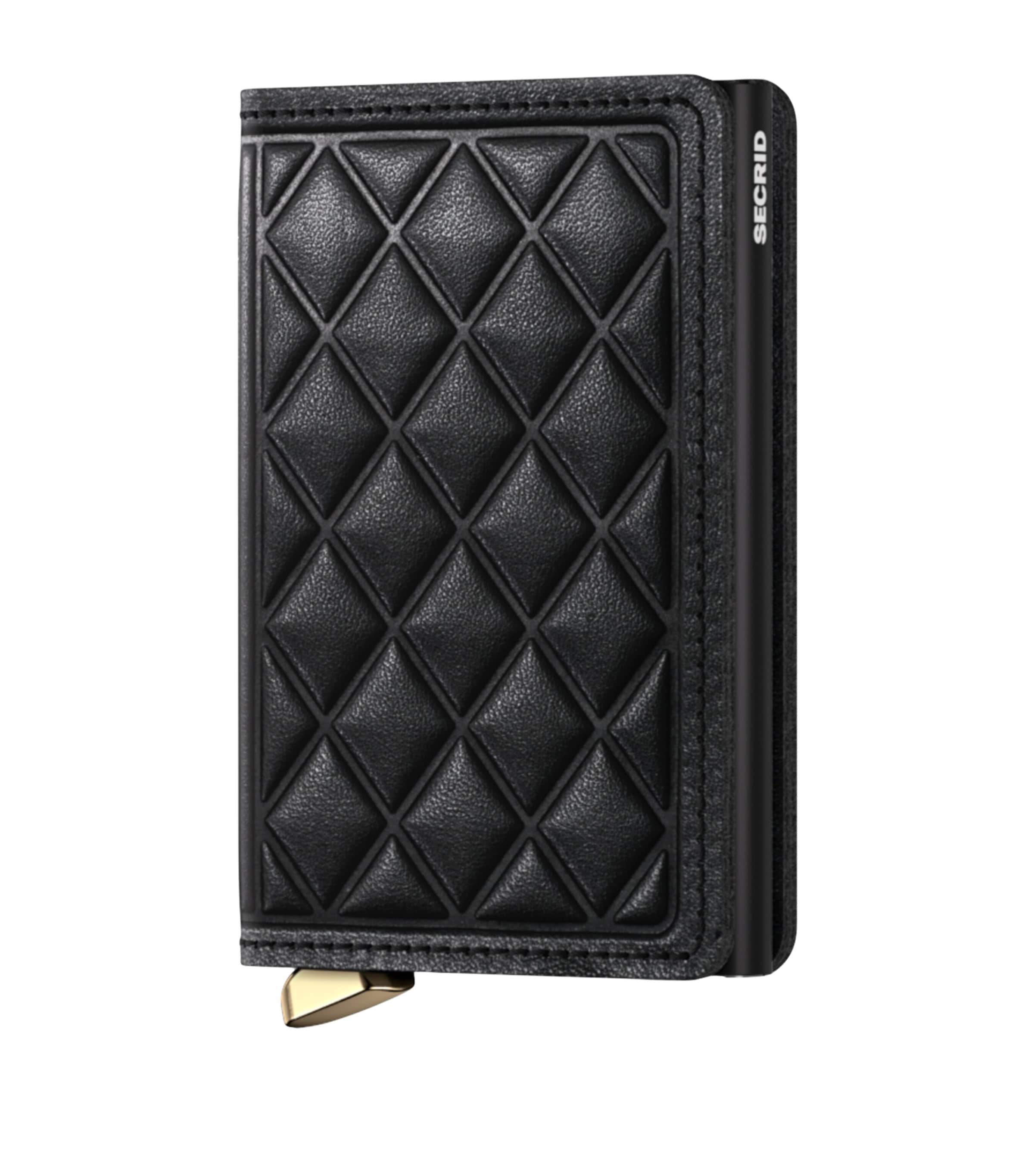 Leather Embossed Diamond Slimwallet BLACK Image 1