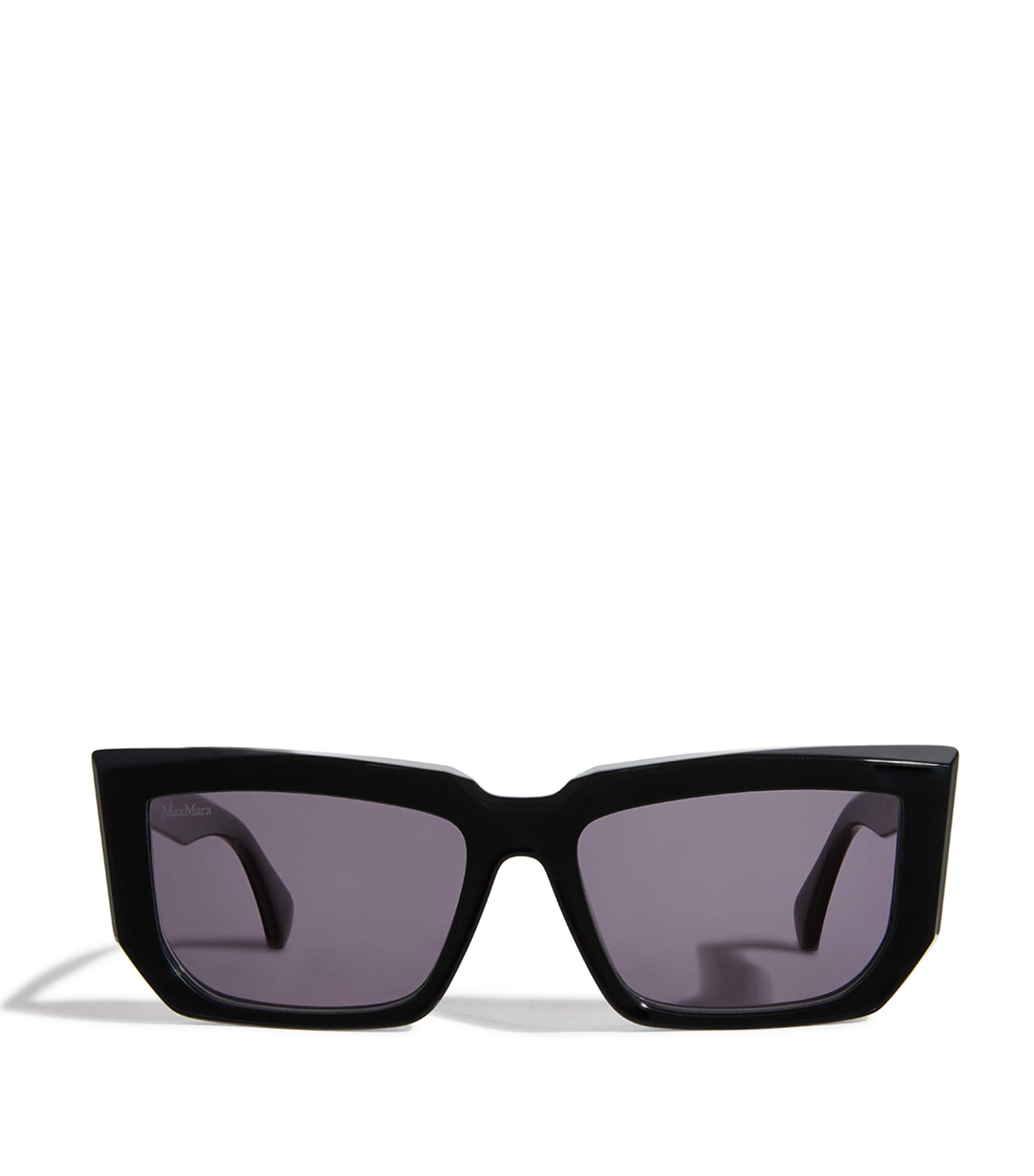 Max Mara Acetate Rectangular Sunglasses In Black