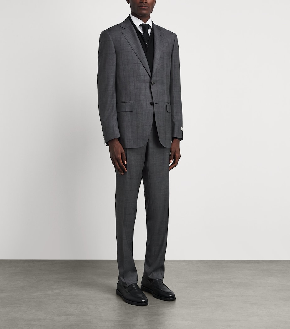 Canali Mens Super 150’s Wool Check 2-Piece Suit Multi Image 4