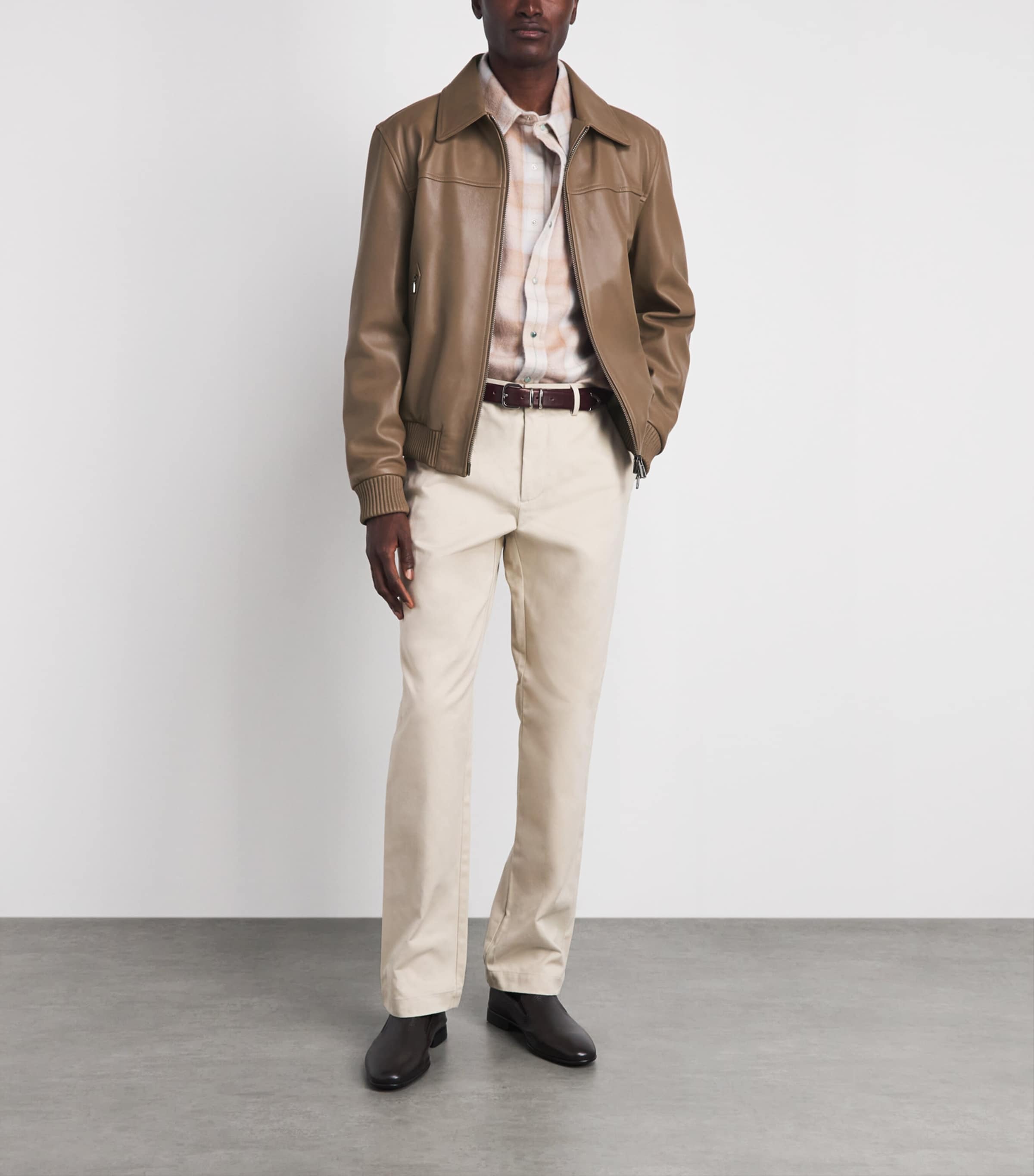 Isaia Mens Lambskin Flight Jacket Image 2