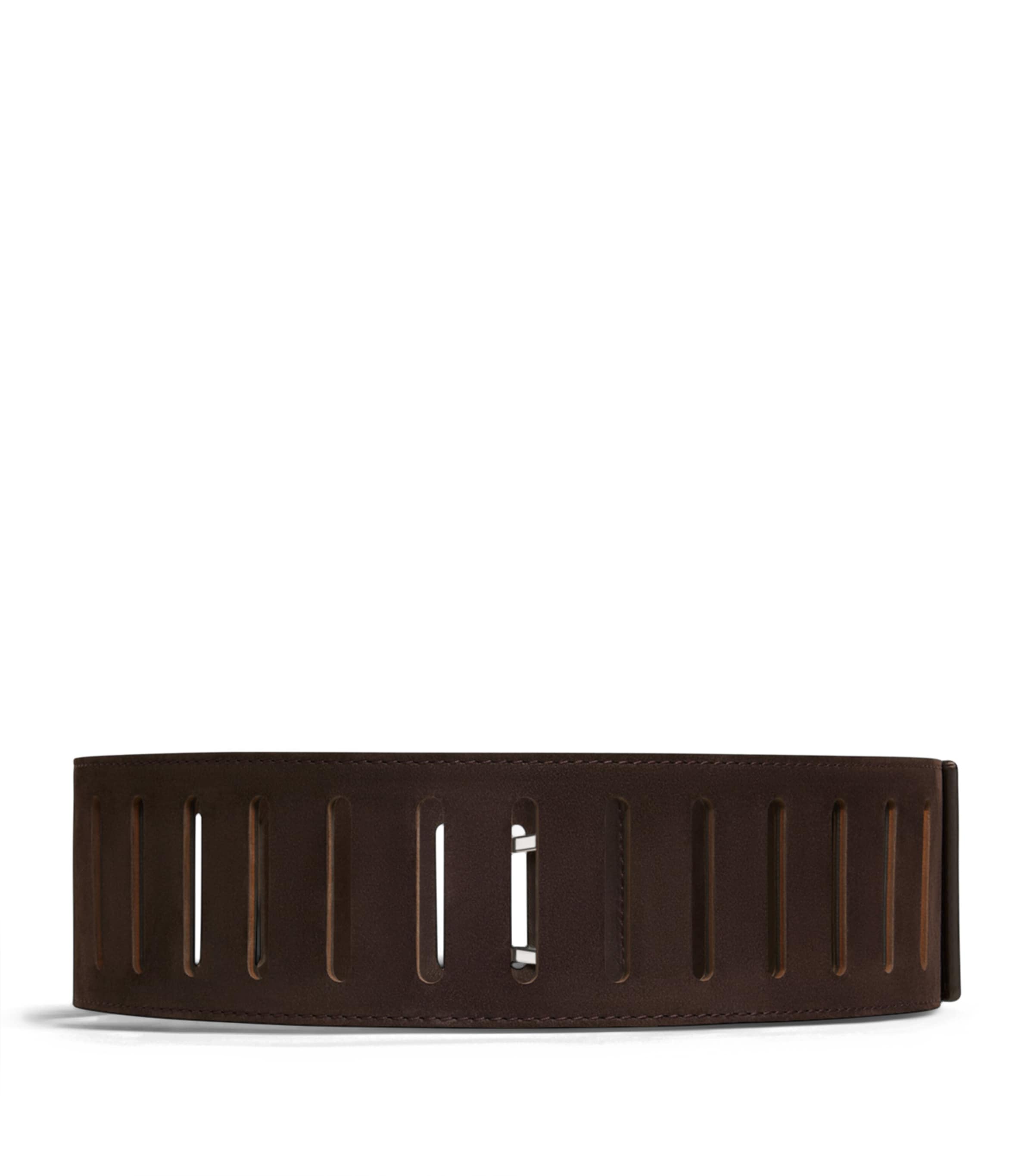 Alaïa Leather Rectangular Buckle Belt Dark Brown Image 2