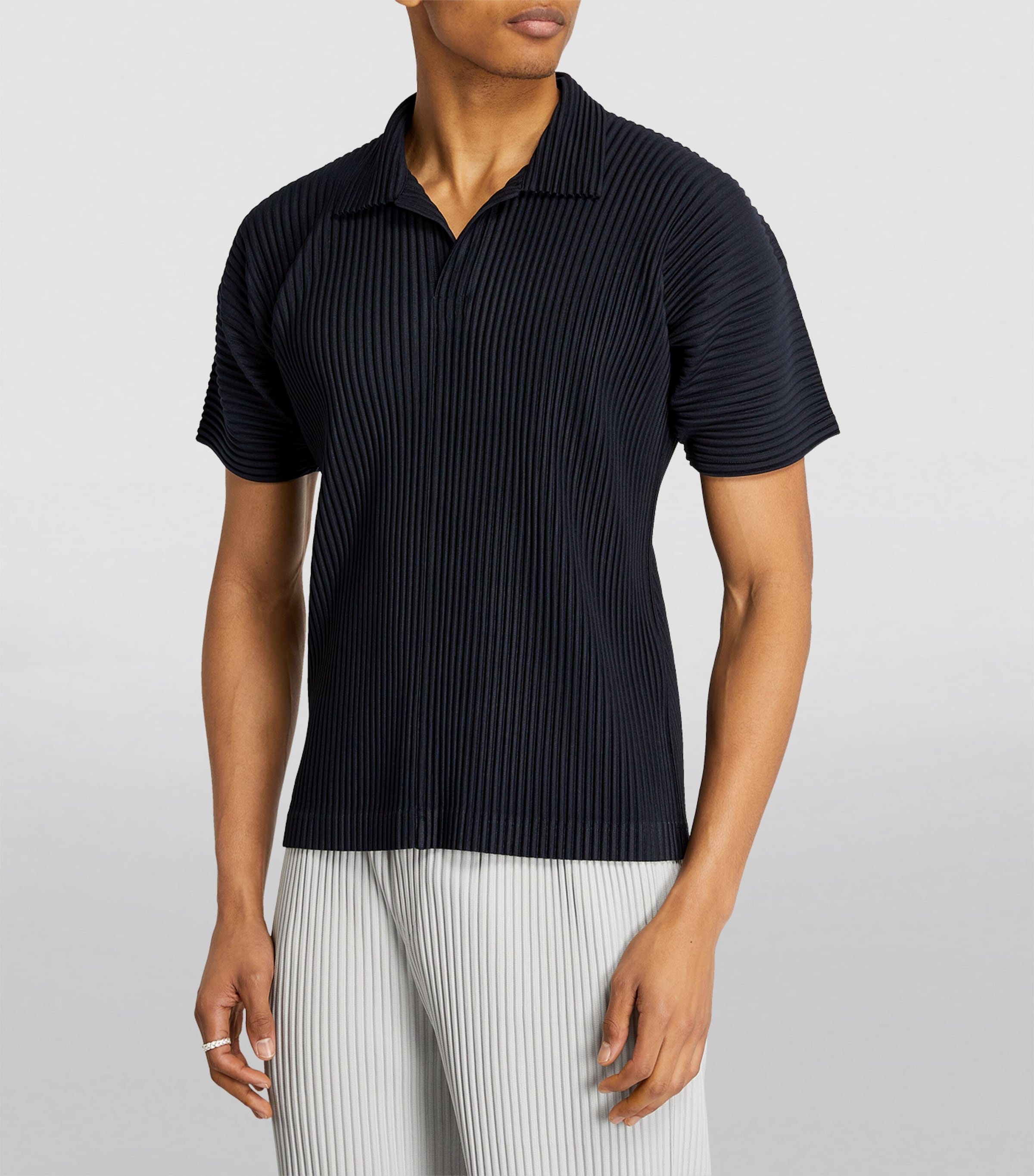 Homme Plissé Issey Miyake Navy Pleated Polo Shirt | Harrods UK Homme Plissé Issey Miyake Navy Pleated Polo Shirt | Harrods UK