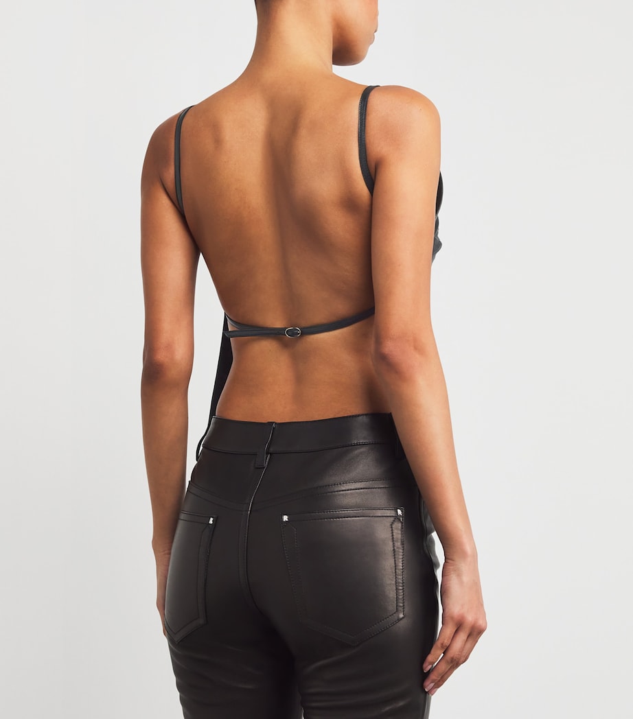 Lambskin Square-Neck Camisole BLACK Image 4