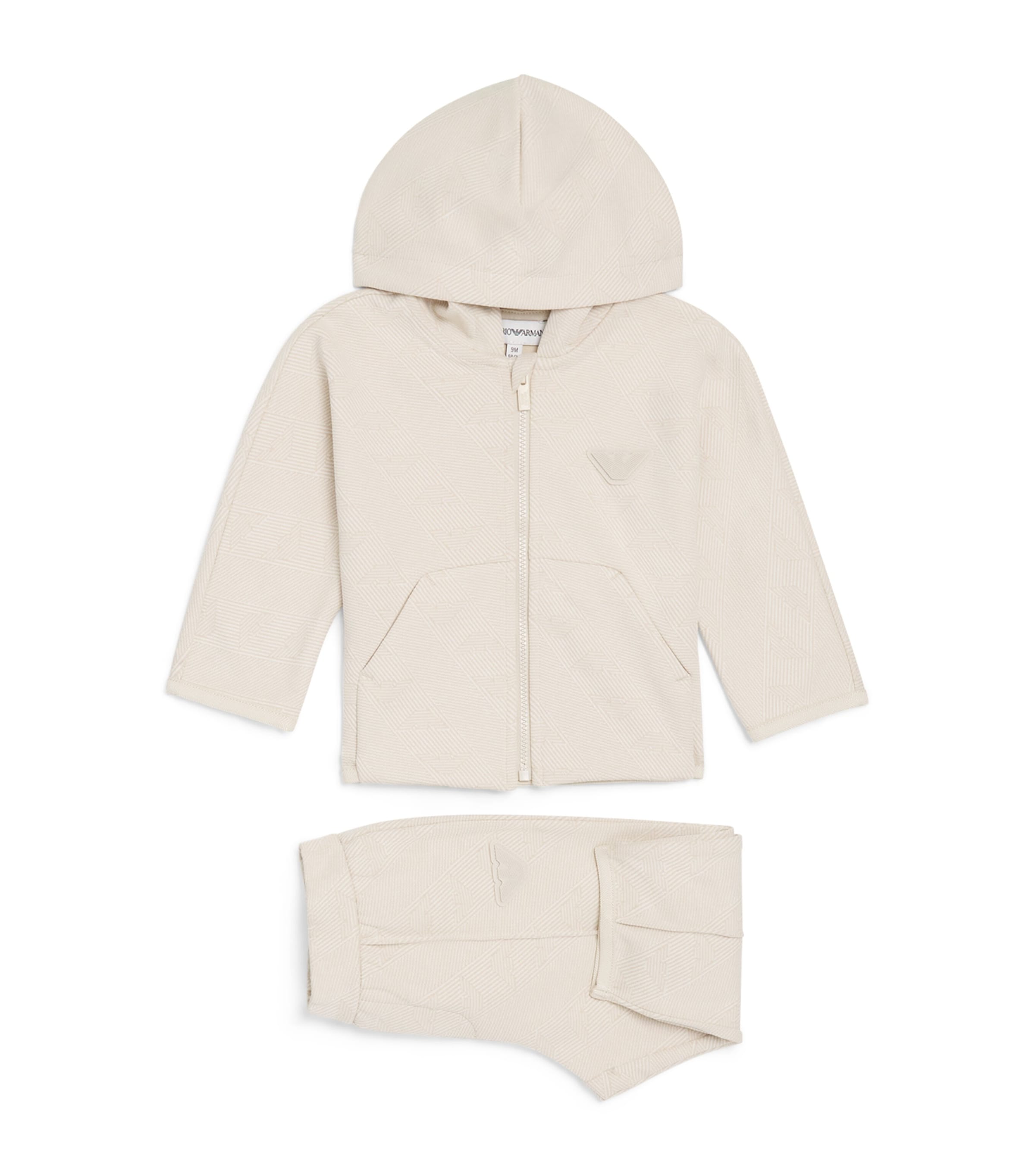 Emporio Armani Kids Logo Hoodie and Sweatpants Set (6-36 Months) French Oak Image 1