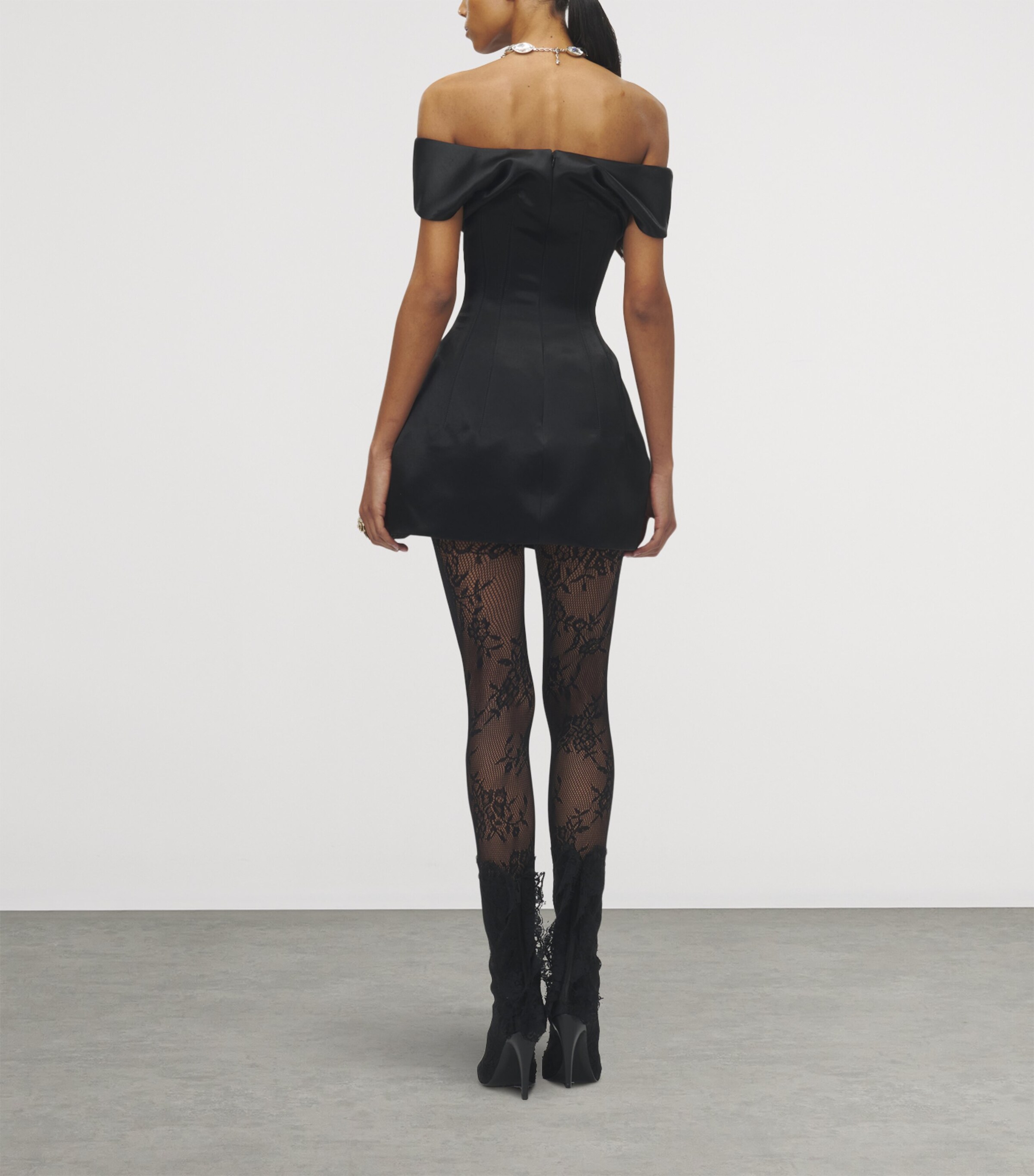 McQueen Womens Off-The-Shoulder Mini Dress Image 4