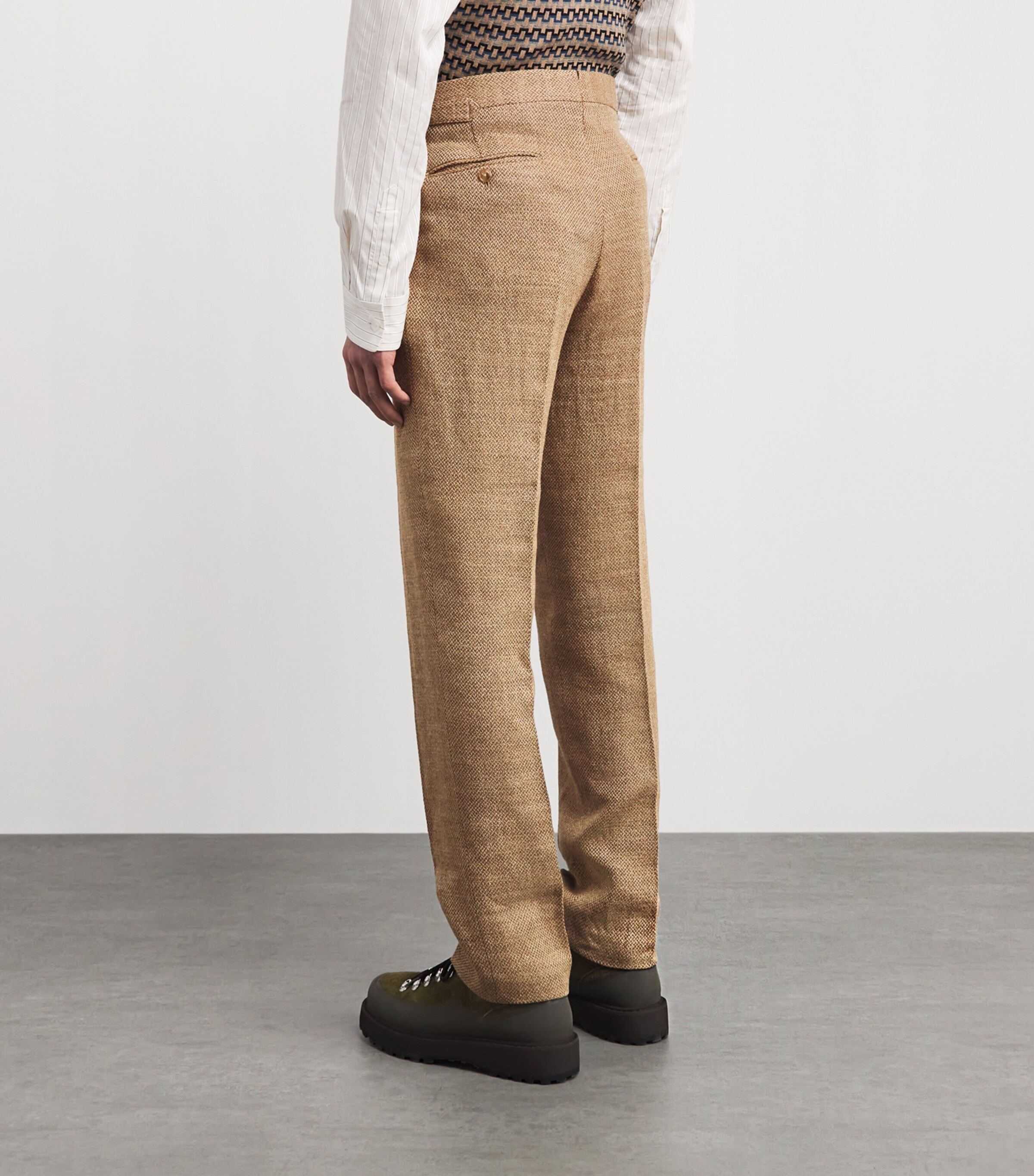 Polo Ralph Lauren Mens Linen Woven Suit Trousers Tan/brown Image 5