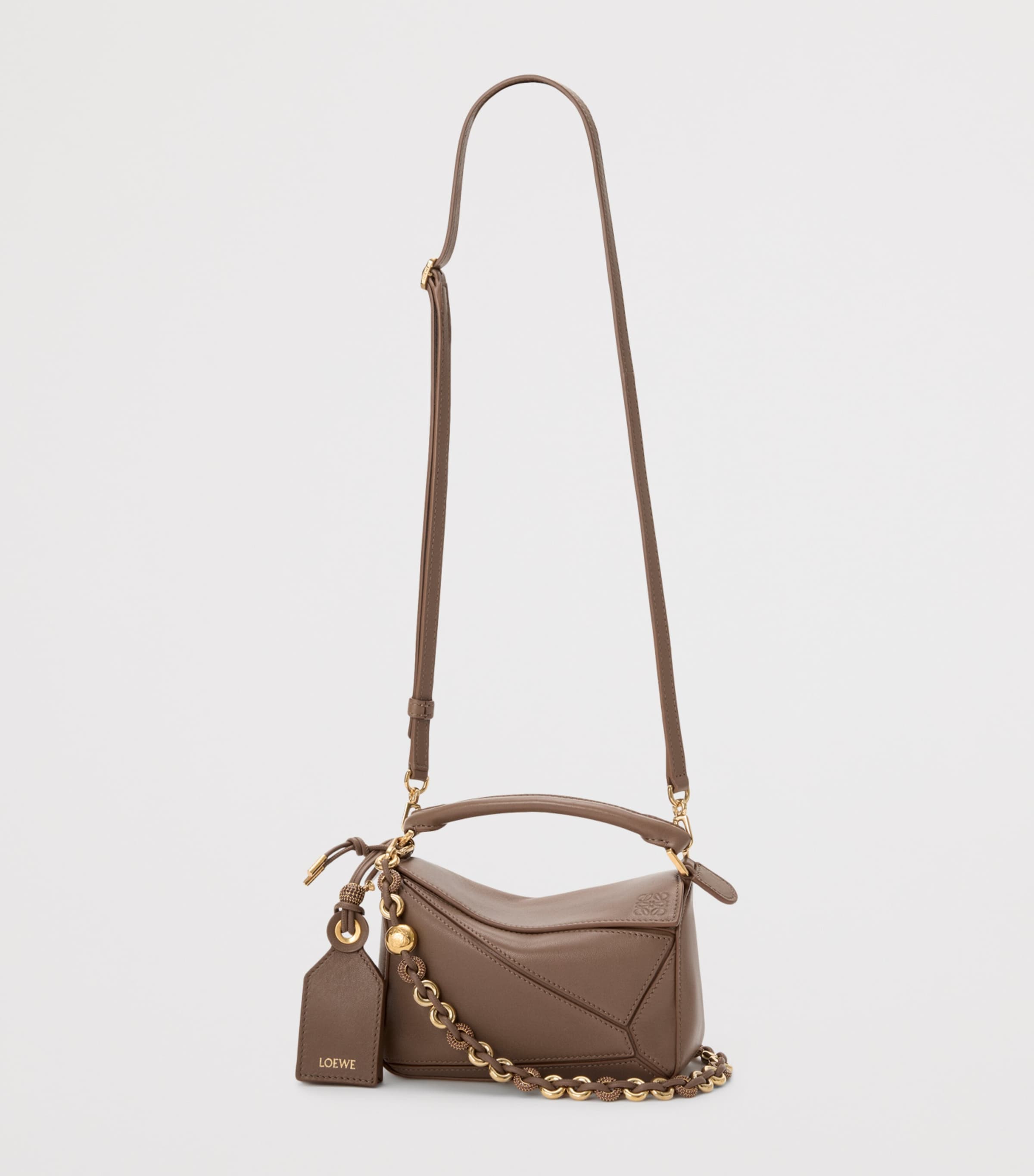 Mini Leather Puzzle Top-Handle Bag TAUPE Image 6