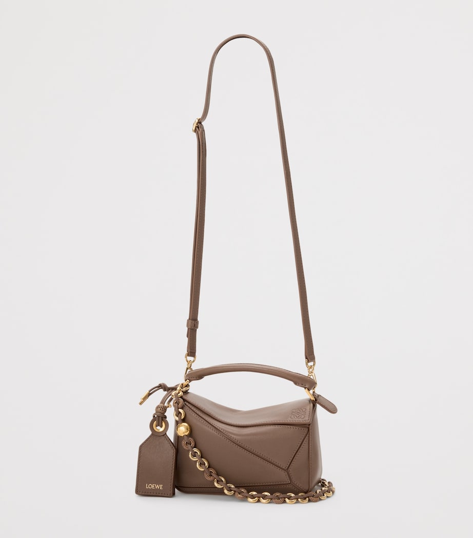 Mini Leather Puzzle Top-Handle Bag TAUPE Image 6