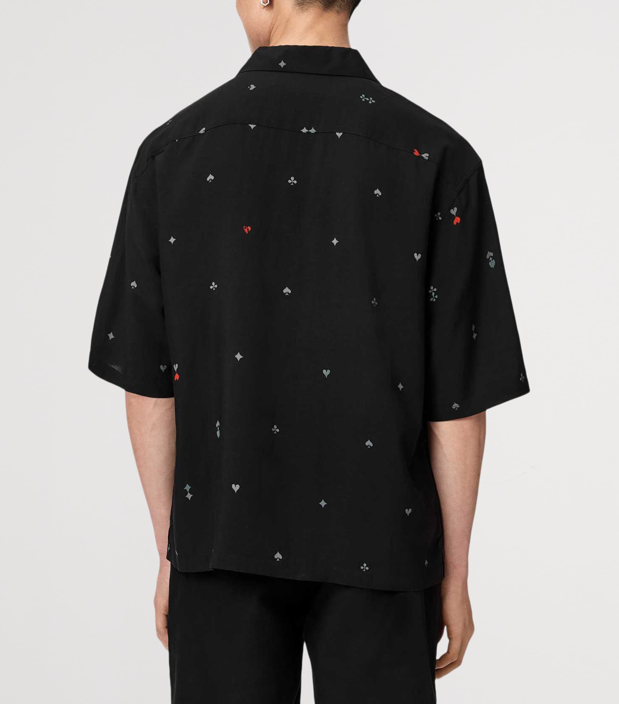 AllSaints Mens Short-Sleeve Cardsuit Shirt Black Image 4