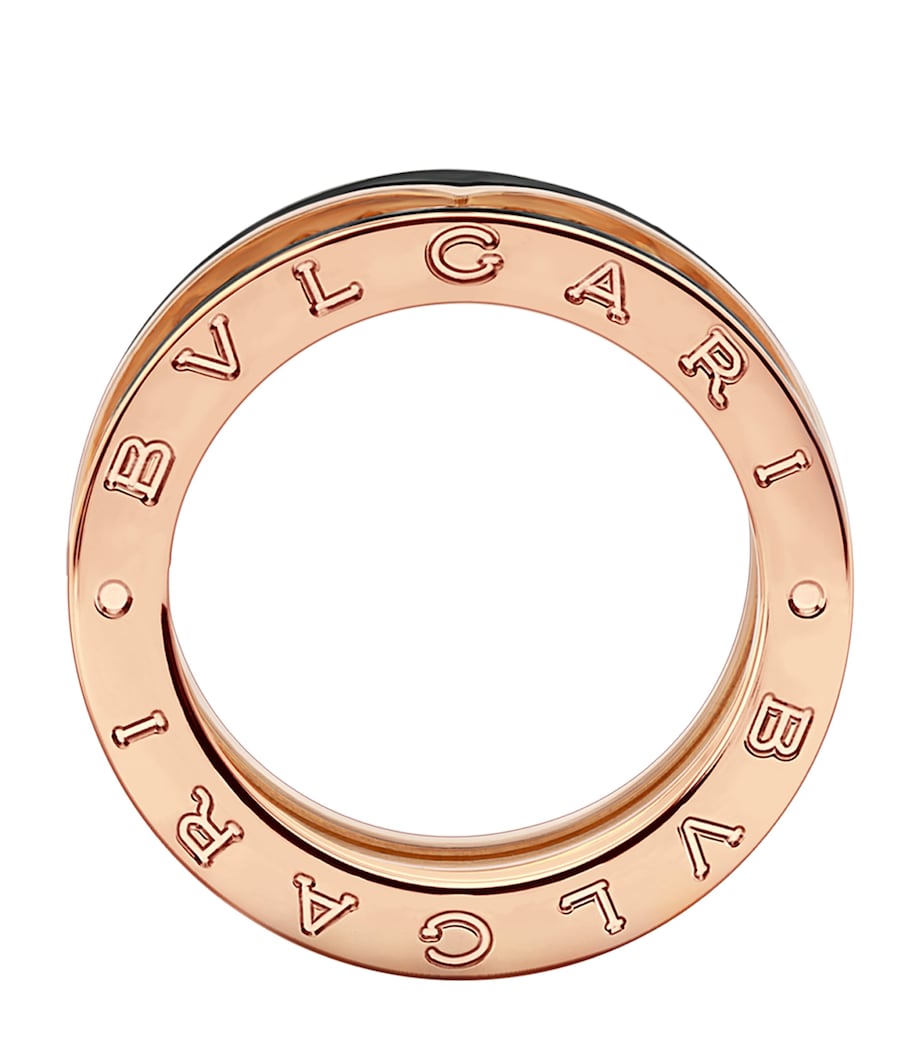 Bvlgari Rose Gold and Black Ceramic B.zero1 Rock Two-Band Ring Pink Gold Image 2