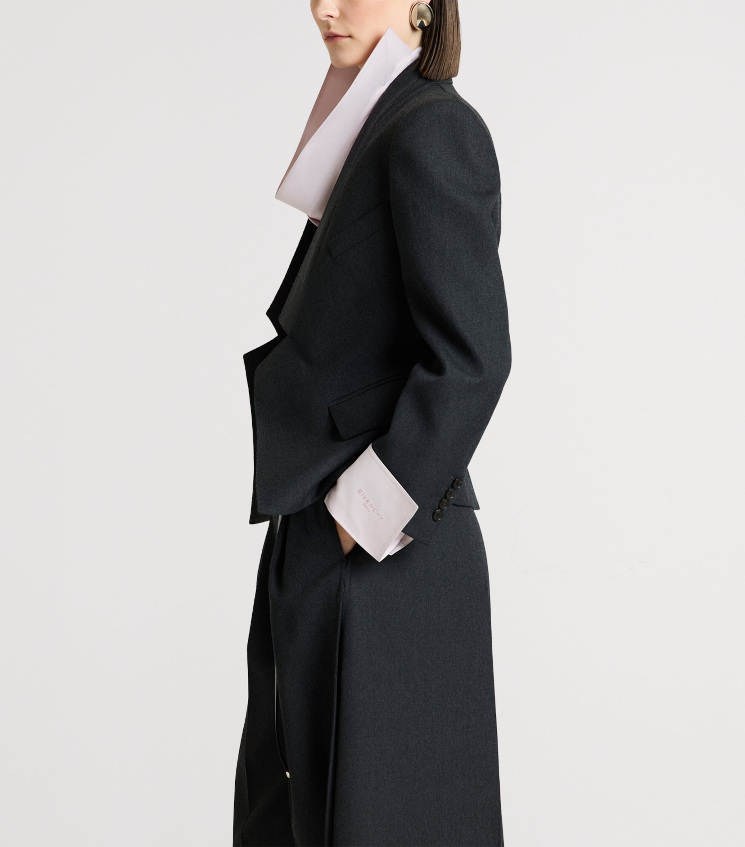 Givenchy Womens Wool Reverse Lapel Blazer Image 3