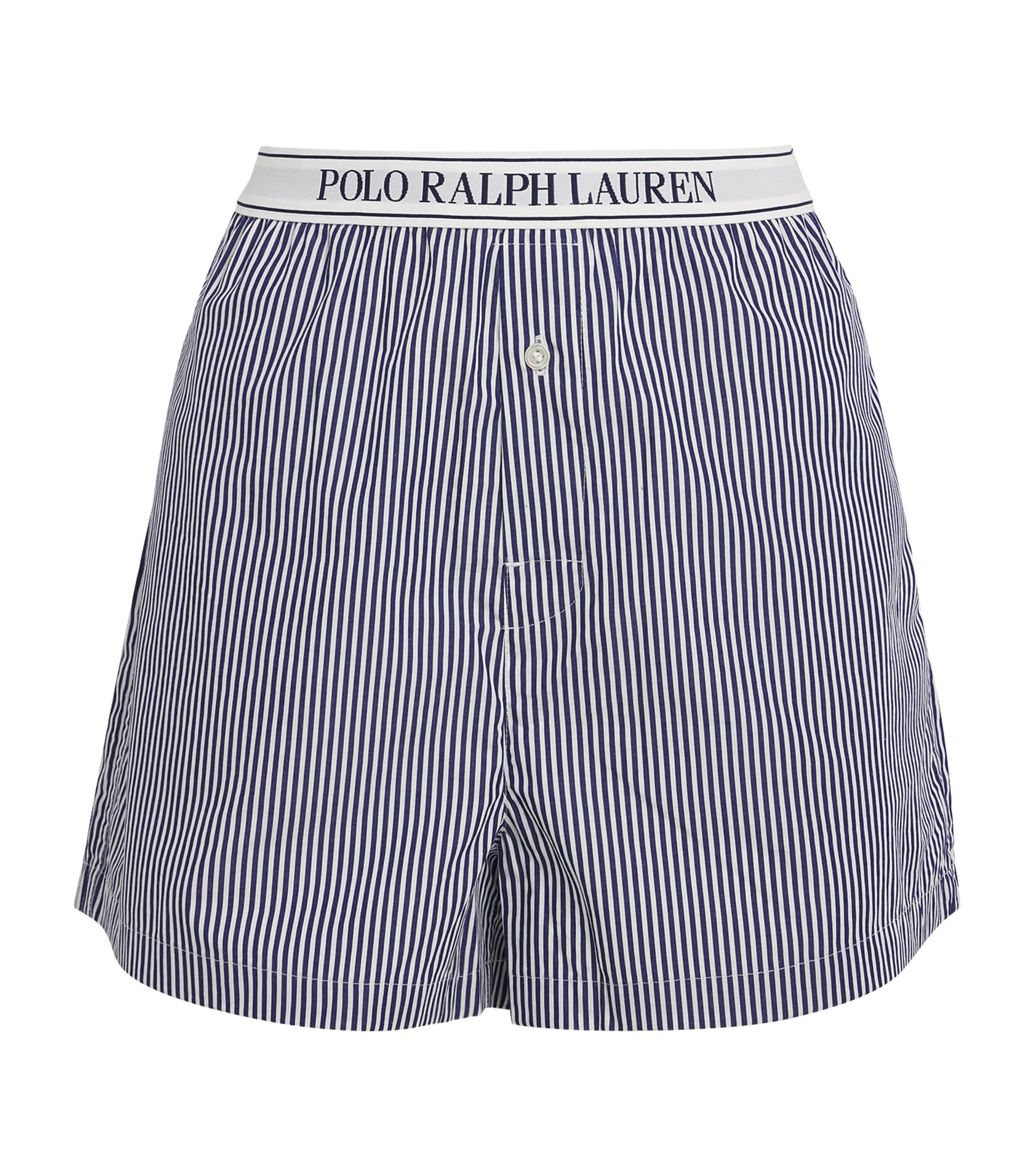 Polo Ralph Lauren Womens Stripe Pyjama Shorts Wht Cloud Blue Image 1