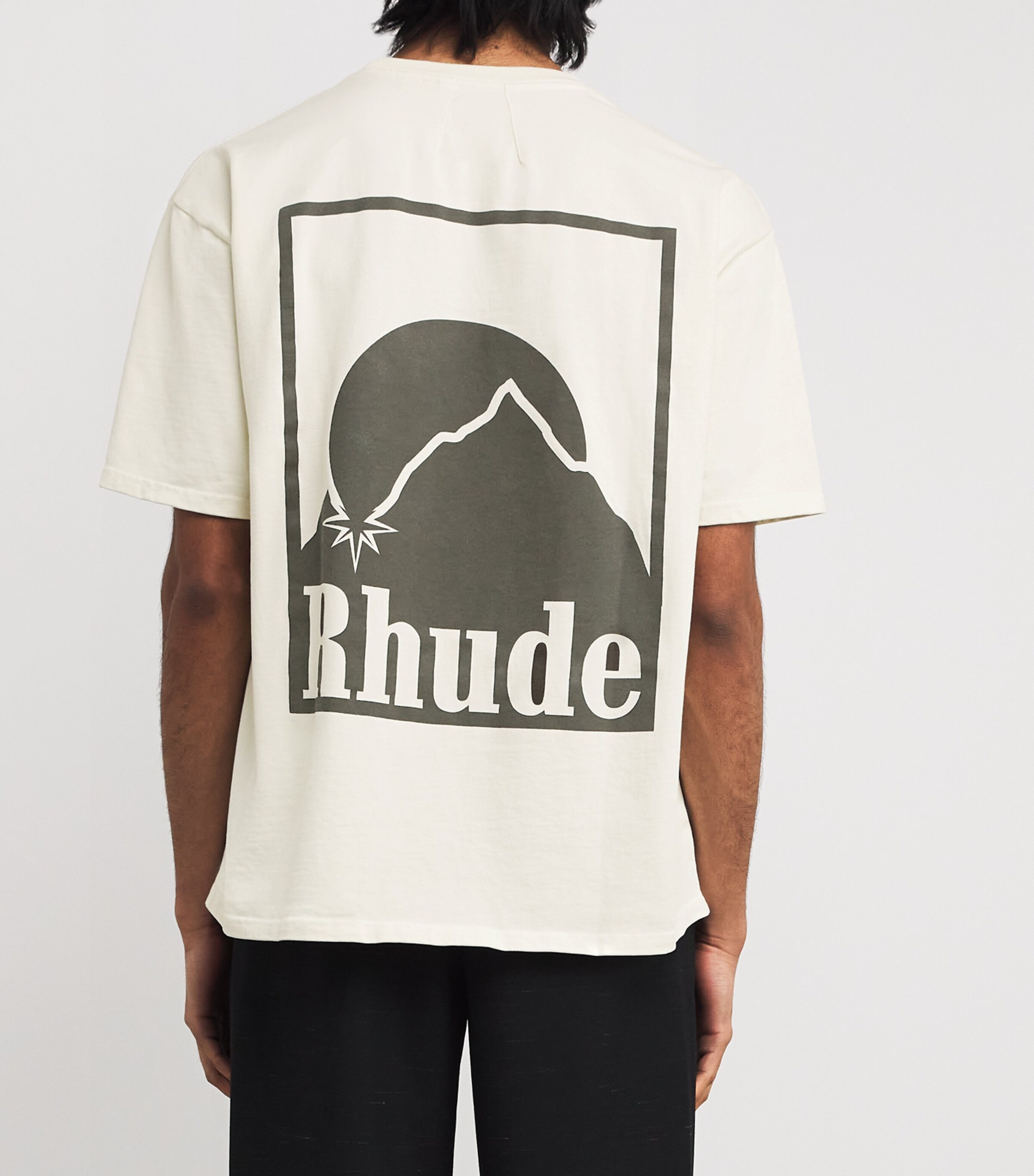 RHUDE ムーンライト ロゴ プリント コットン Tシャツ 人気 MOONLIGHT BADGE TEE – R H U D E