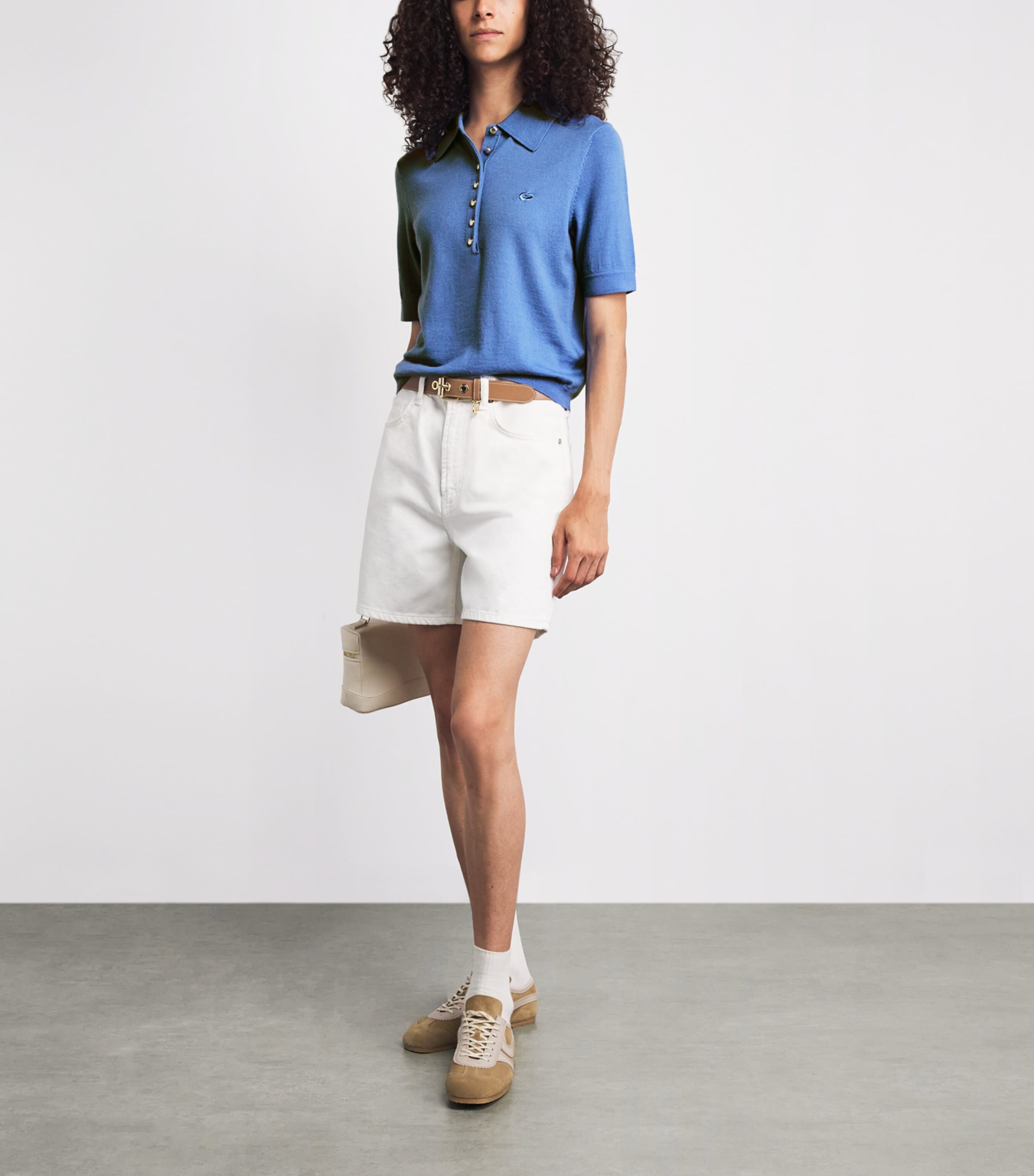 Maje Womens Wool Polo Sweater Blue Image 2