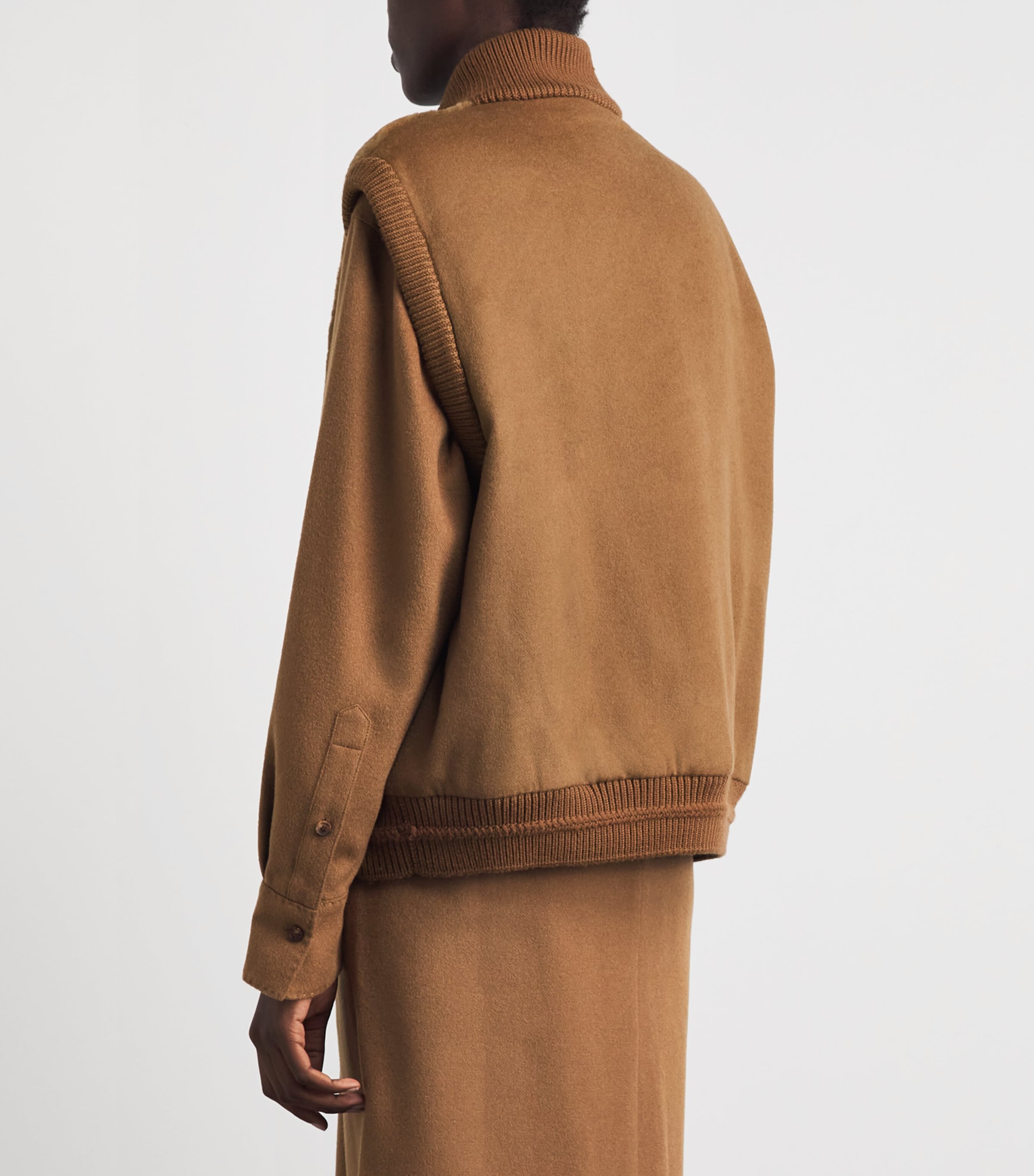 Lafayette 148 Womens Shearling-Camel Hair Quilted Gilet Vicuna Image 5