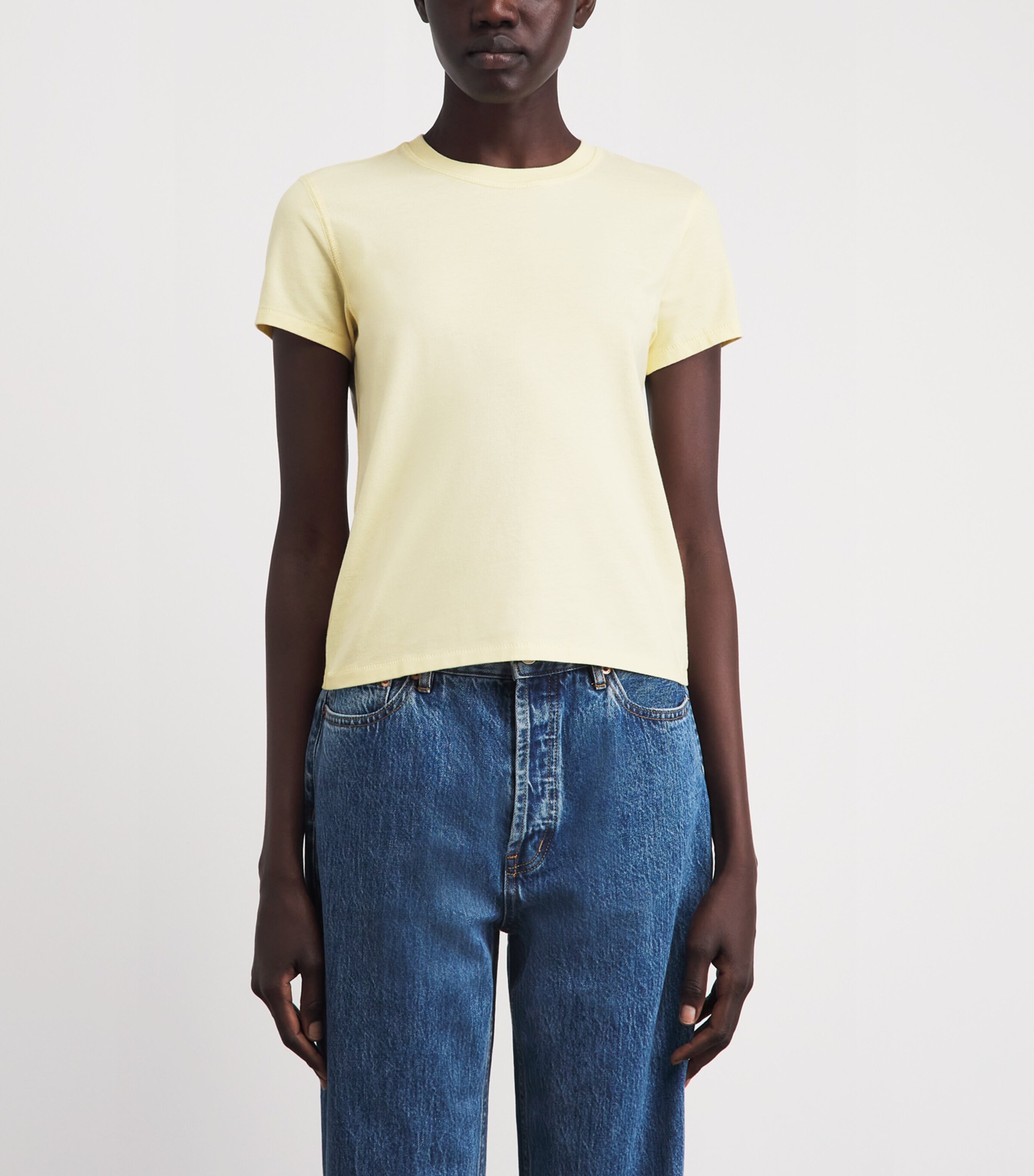 FRAME Womens Vintage The Baby Tee Lemon Image 4