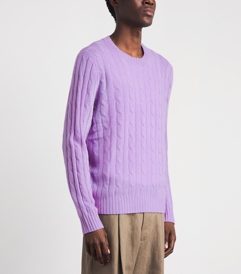 Polo Ralph Lauren Mens Cashmere Cable-Knit Sweater Tanzanite Purple Image 4