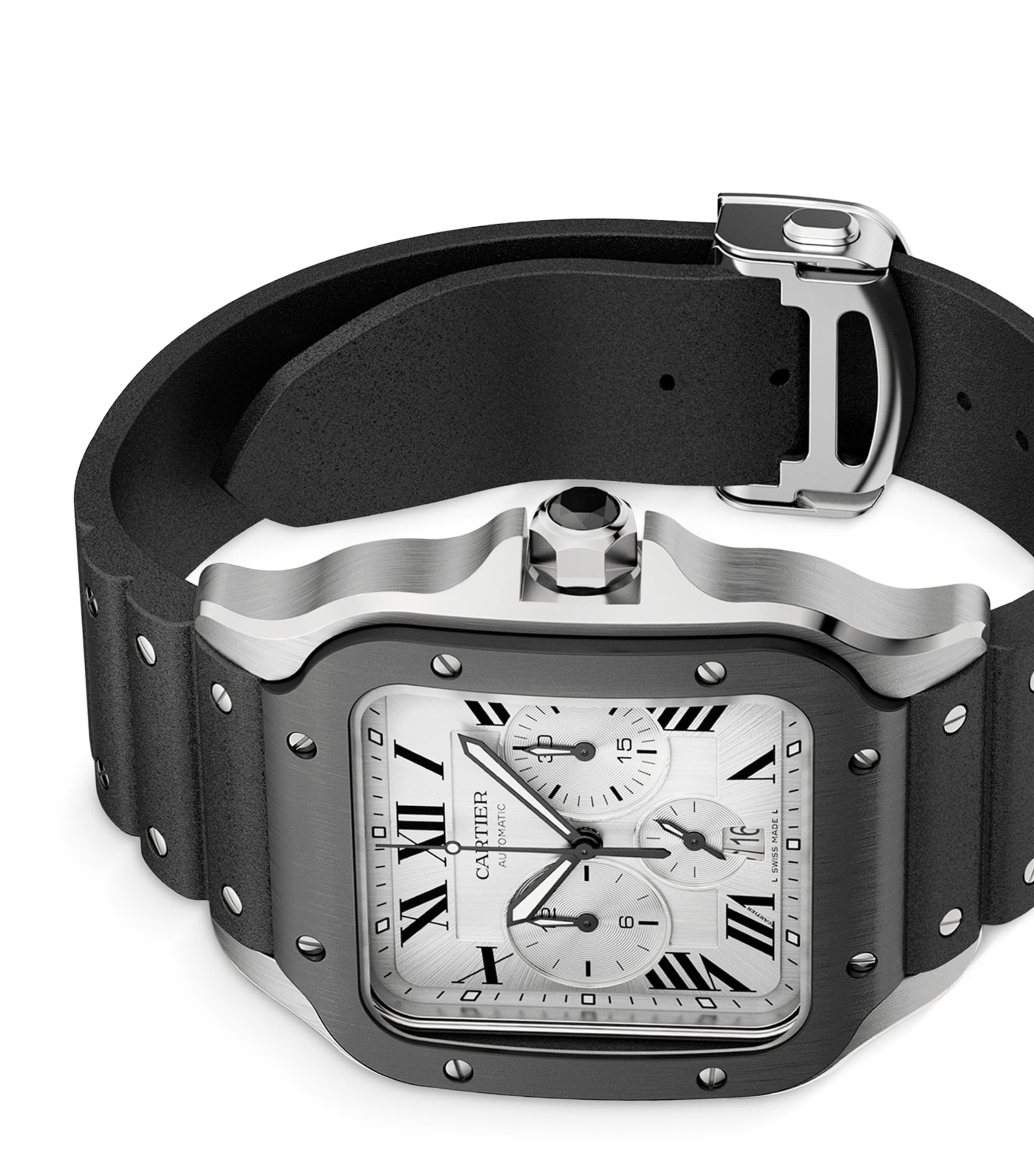 Cartier Stainless Steel Santos de Cartier Watch 43.3mm Grey Image 3