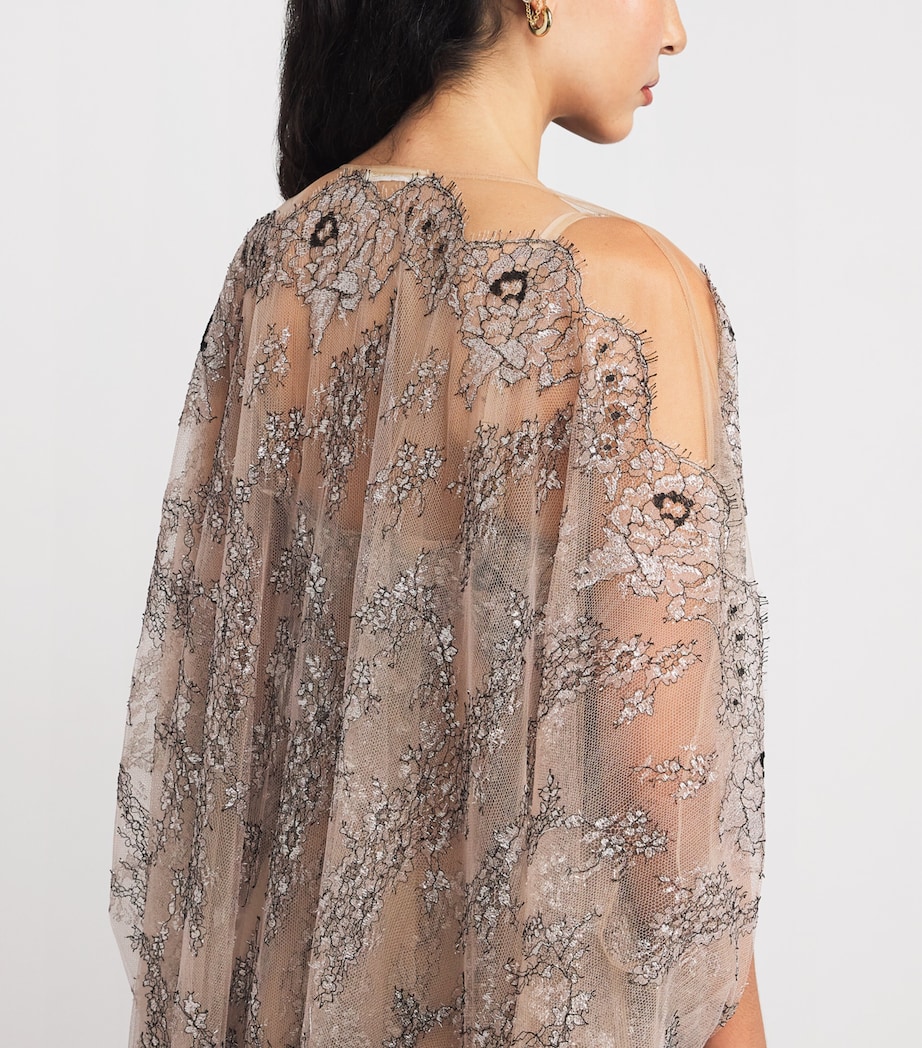 Embroidered Maxi Kaftan Robe NUDE/SILVER/BLACK Image 6