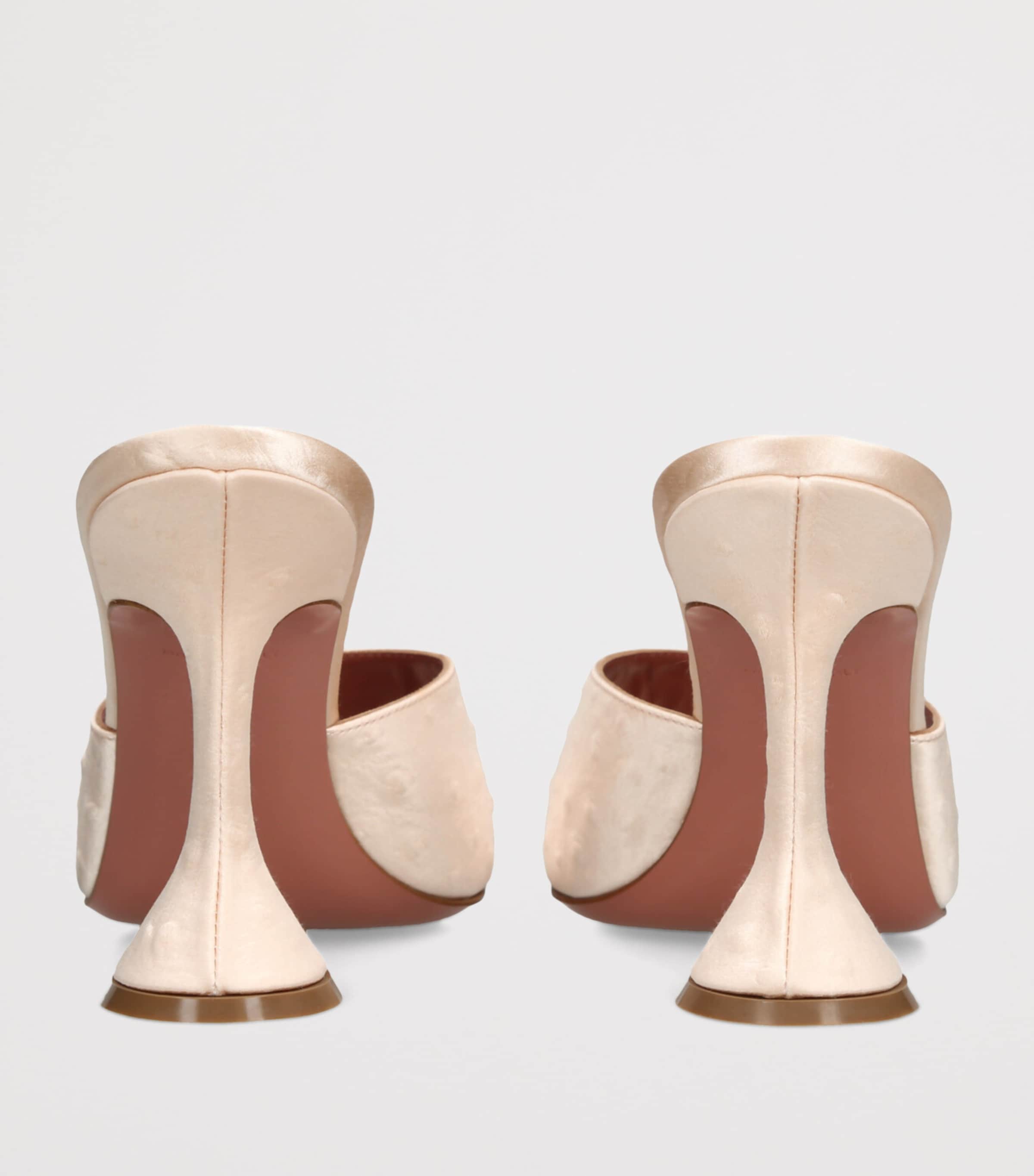 Amina Muaddi Satin Lupita Heeled Mules 95 Champagne Image 2