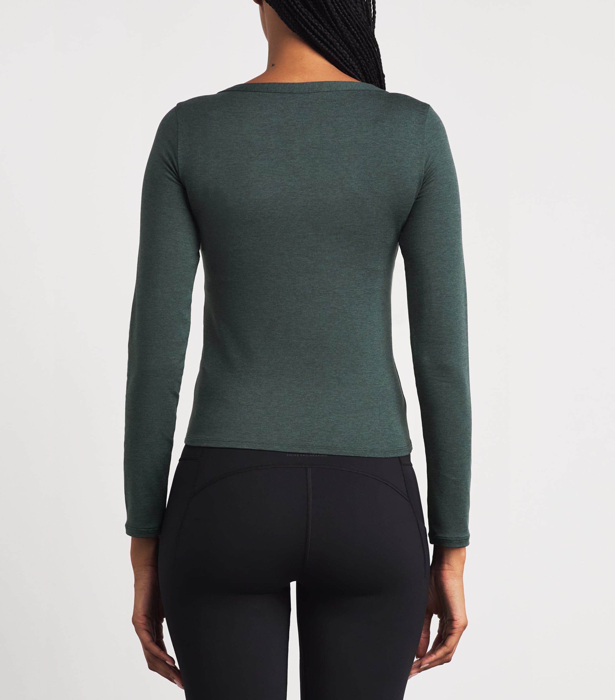 VUORI Womens Halo V-Neck Cardigan Hemlock Heather Image 5