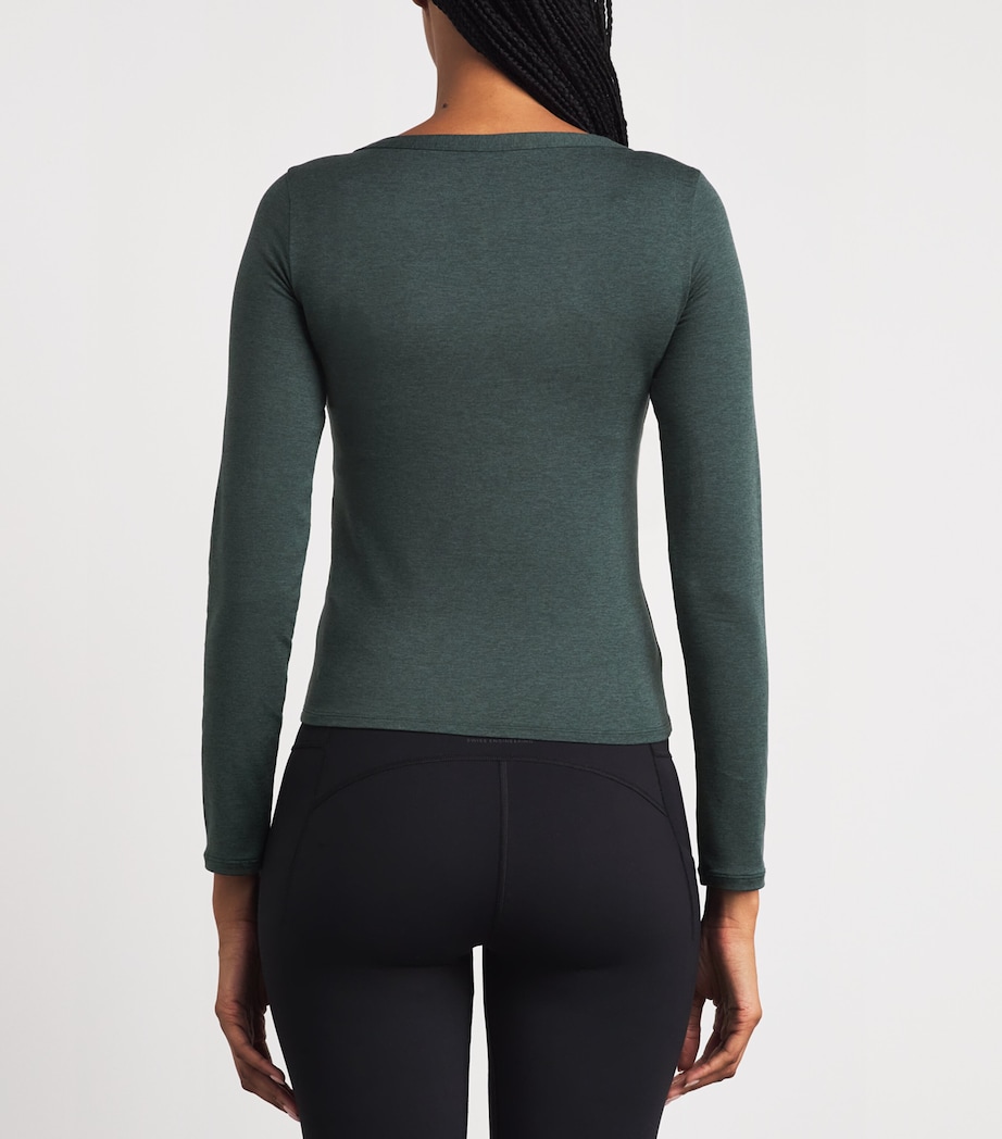 VUORI Womens Halo V-Neck Cardigan Hemlock Heather Image 5