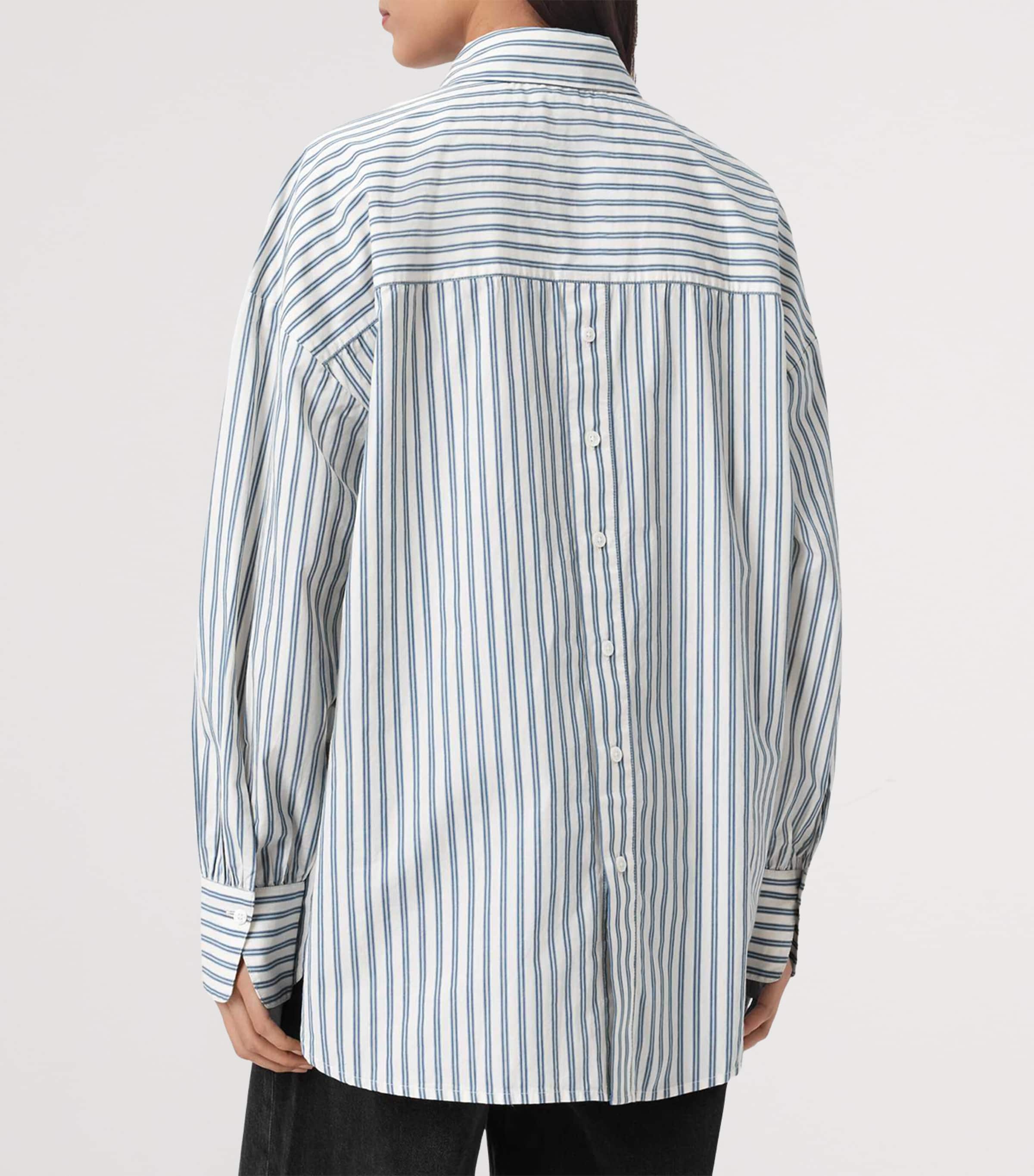 AllSaints Womens Organic Cotton Adrianne Shirt Blue/white Image 4