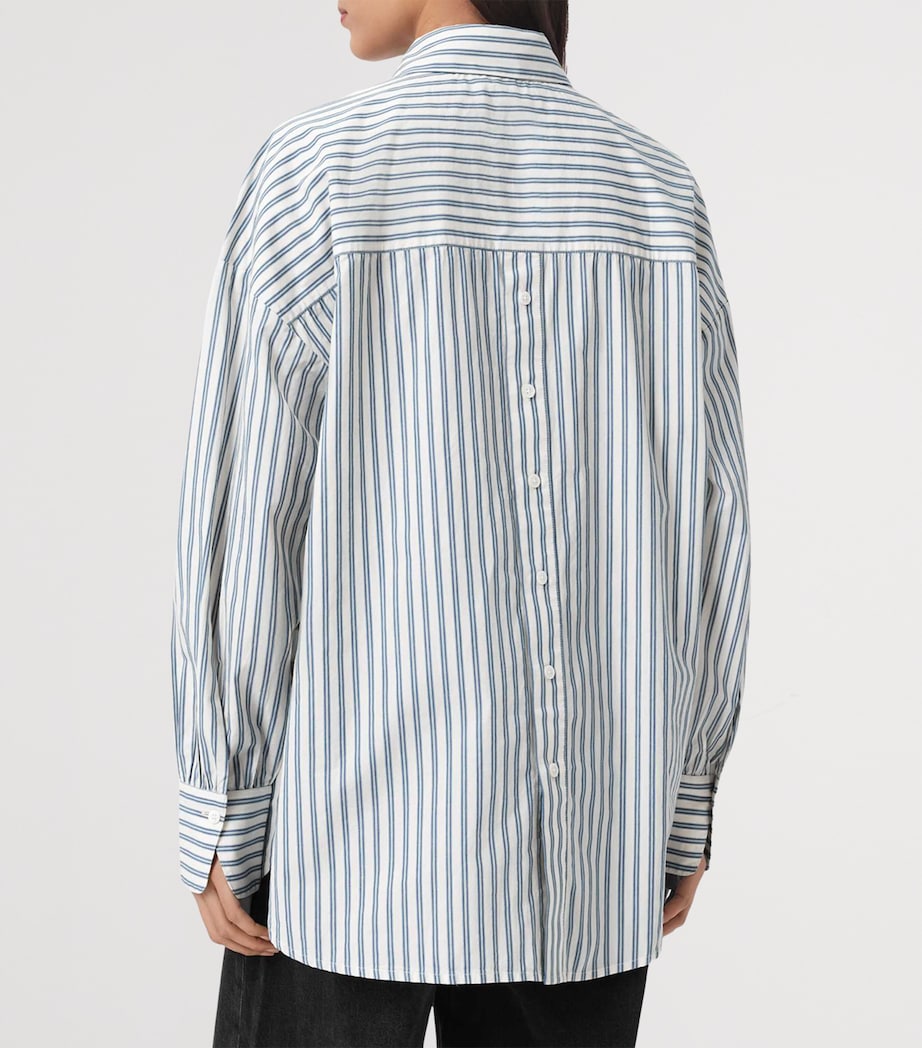 AllSaints Womens Organic Cotton Adrianne Shirt Blue/white Image 4