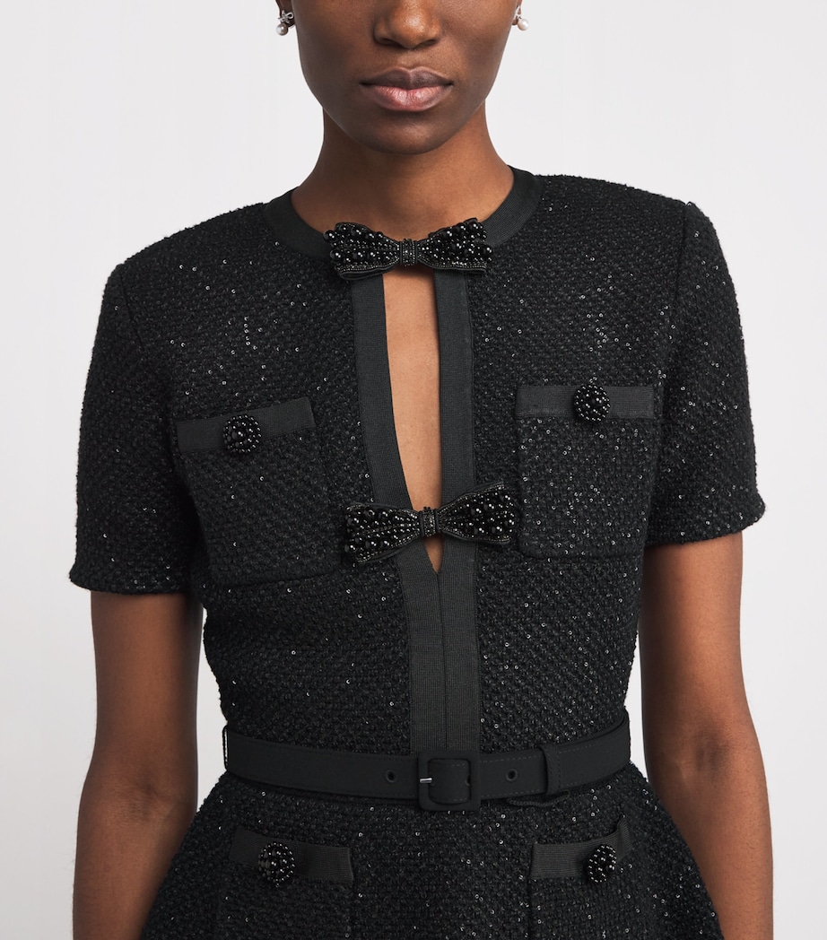 Sequinned Bow-Detail Top BLACK Image 6