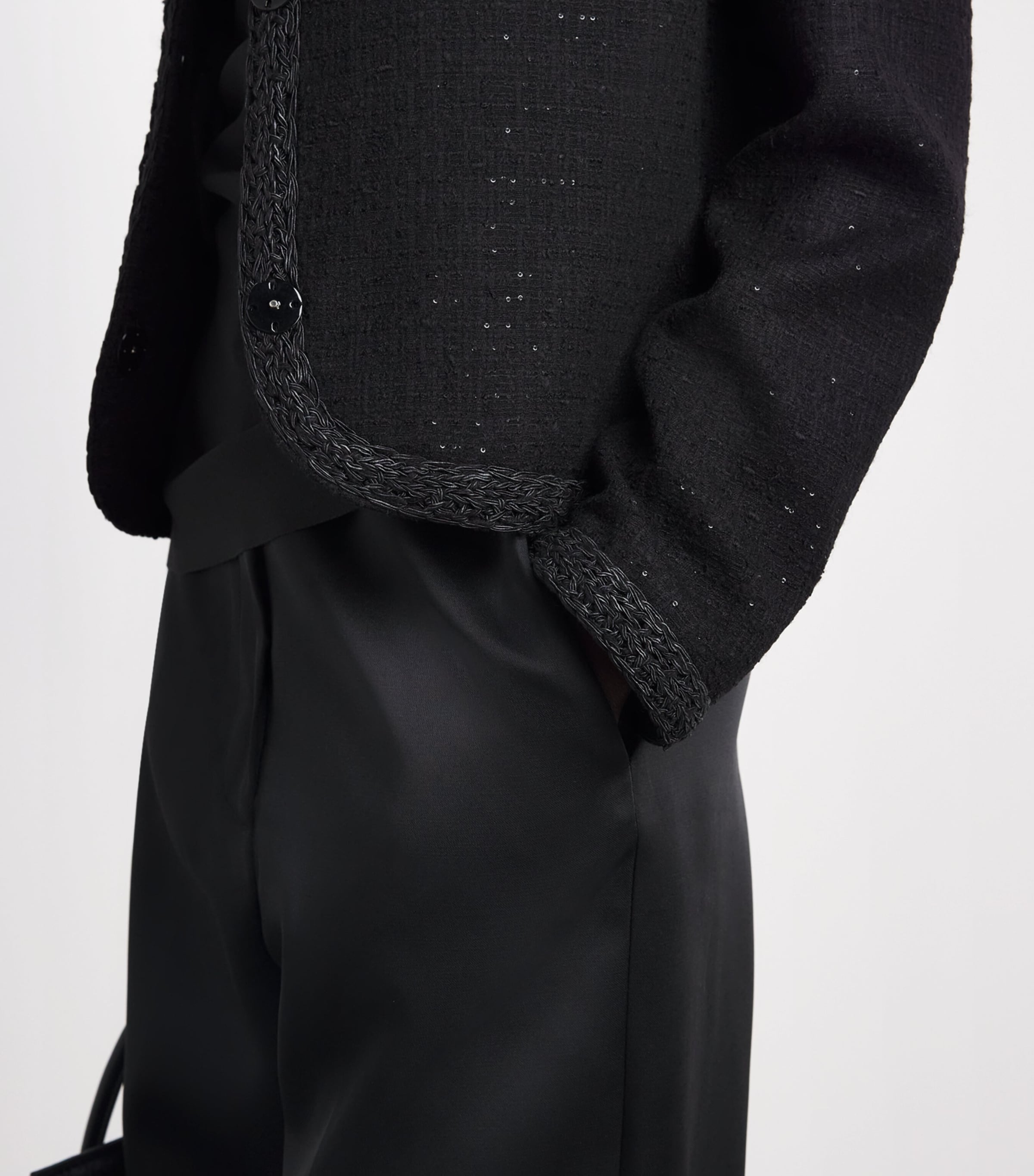 Fabiana Filippi Womens Tweed Sequin Cropped Jacket Nero Image 3