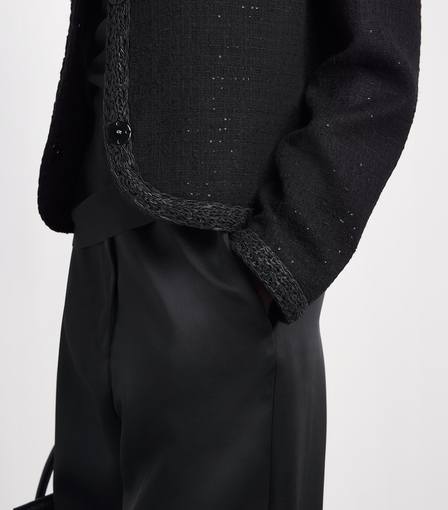 Fabiana Filippi Womens Tweed Sequin Cropped Jacket Nero Image 3