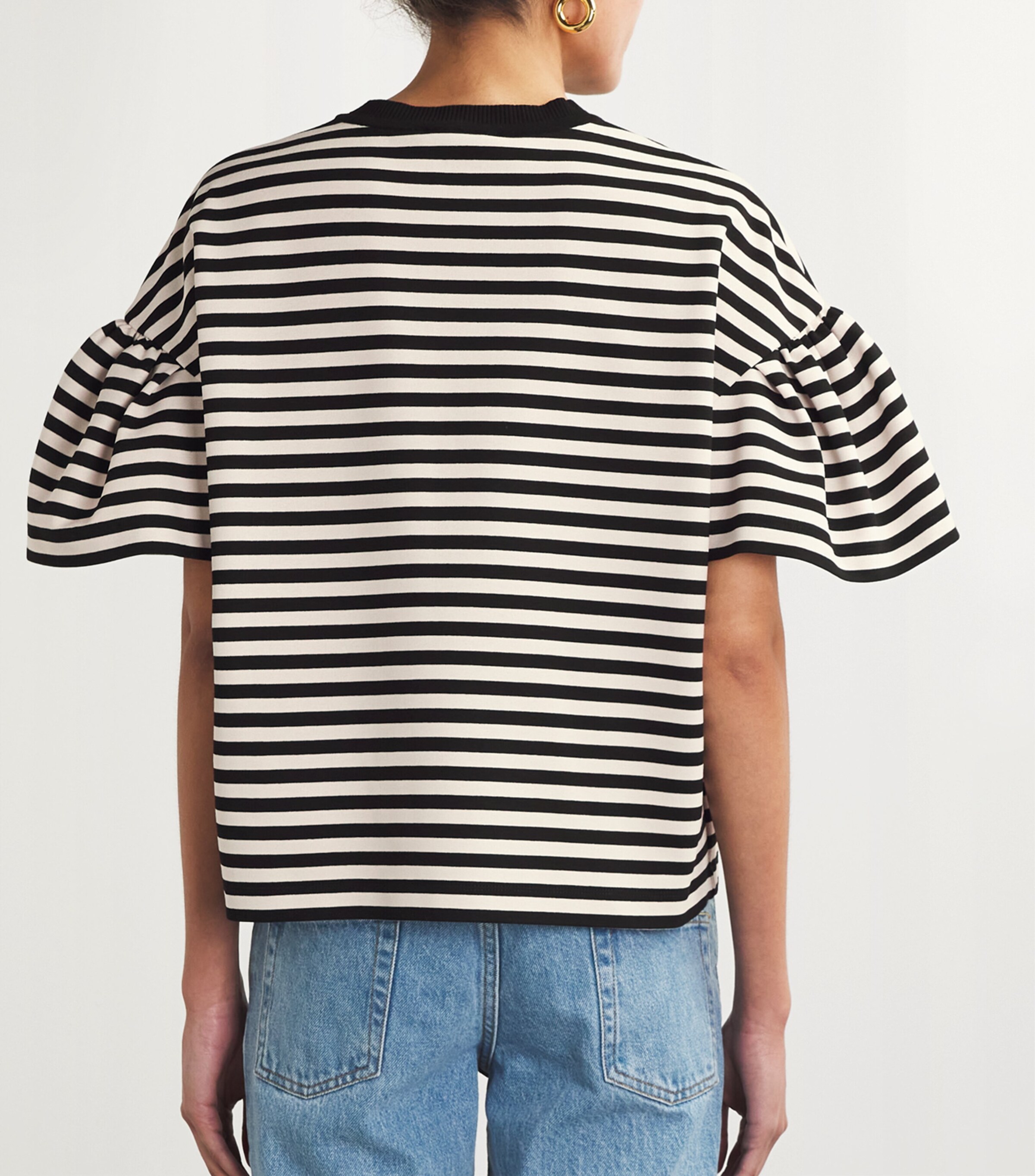 Max Mara Womens Striped Peirak T-Shirt Black White Image 4