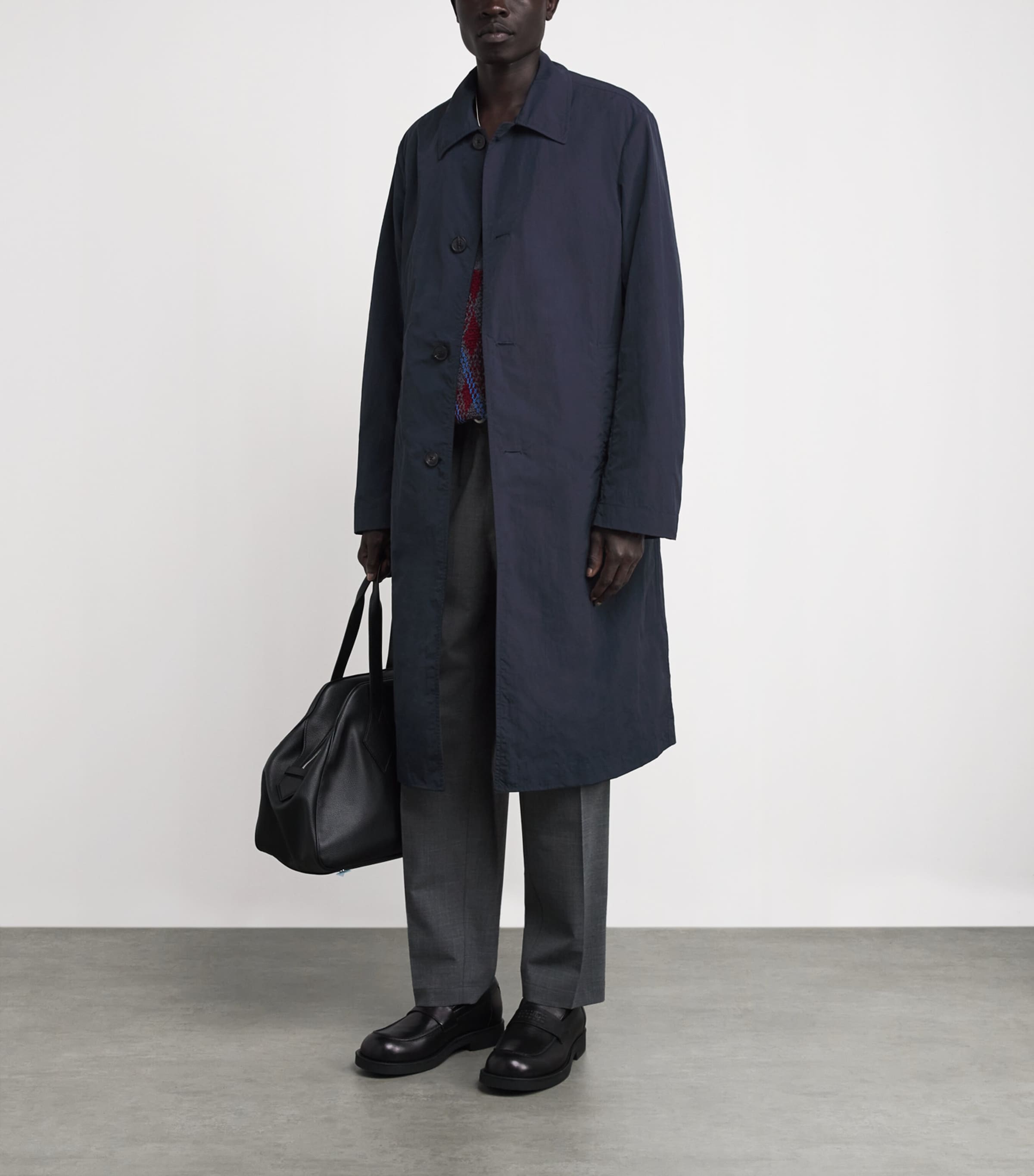 DRIES VAN NOTEN Mens Water-Repellent Coat Navy Image 2