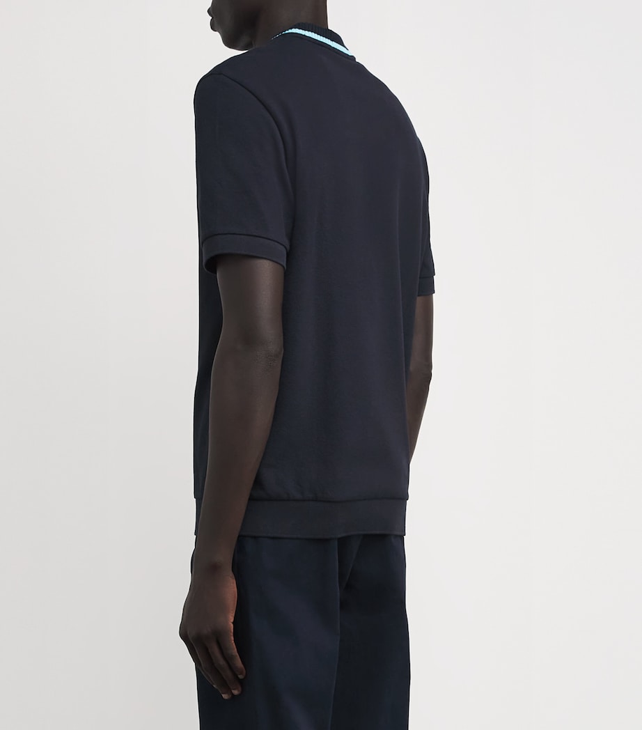 Cotton Piqué Knitted T-Shirt 311NAVY Image 4