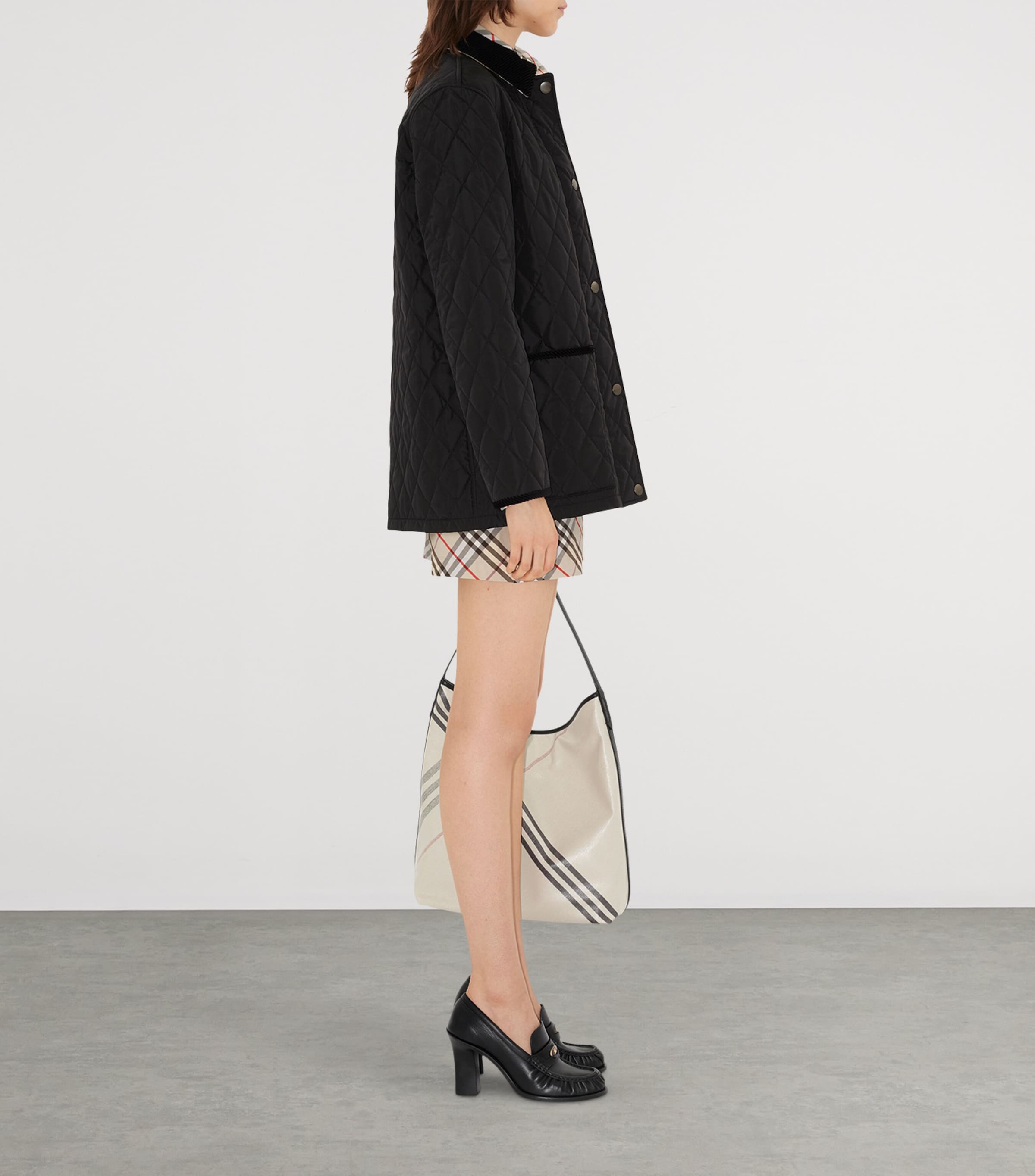 Quilted Barn Jacket BLACK/SAND IP CHECK Image 3