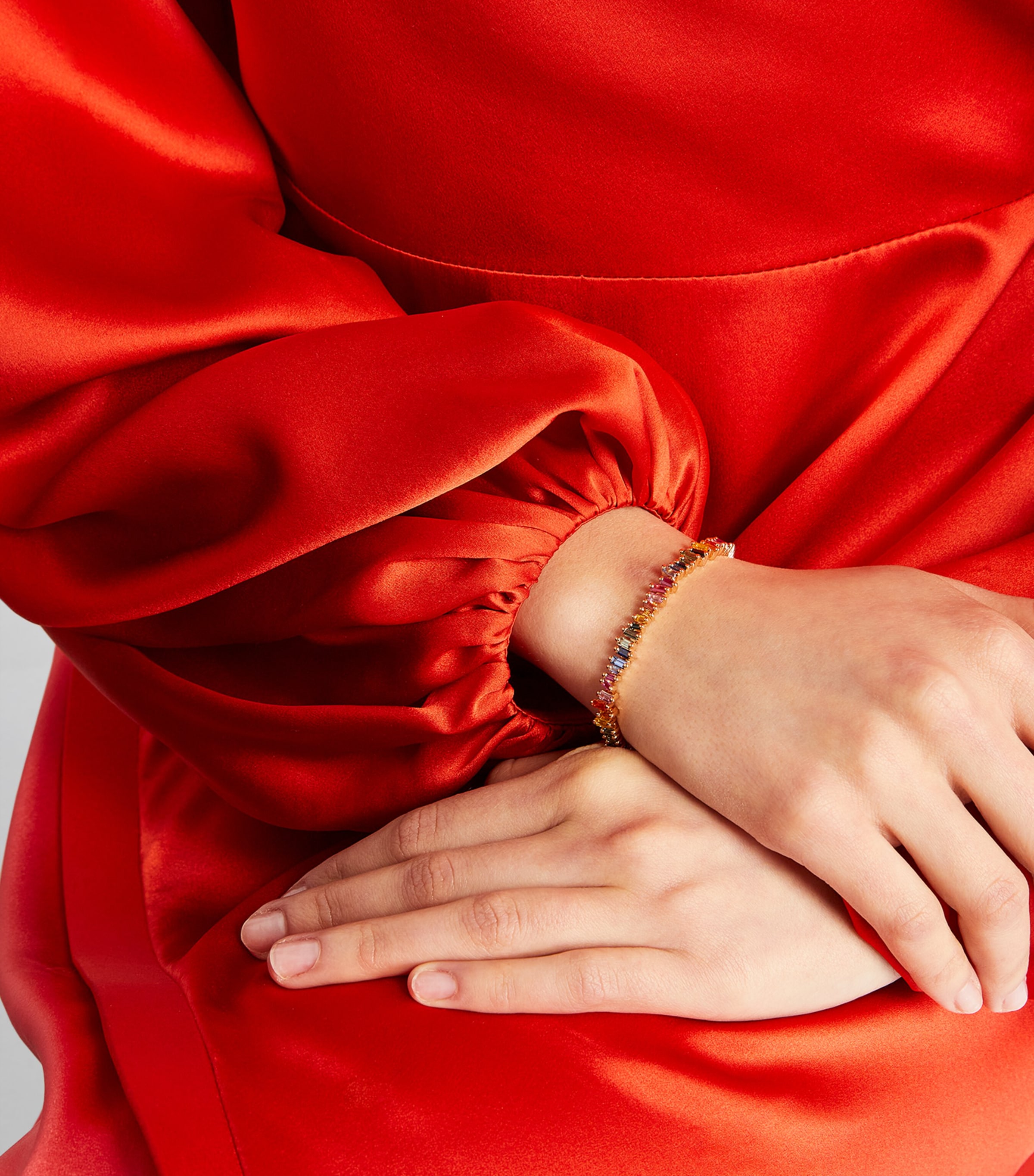 Rose Gold and Rainbow Sapphire Bold Tennis Bracelet 18K RG/RS Image 6