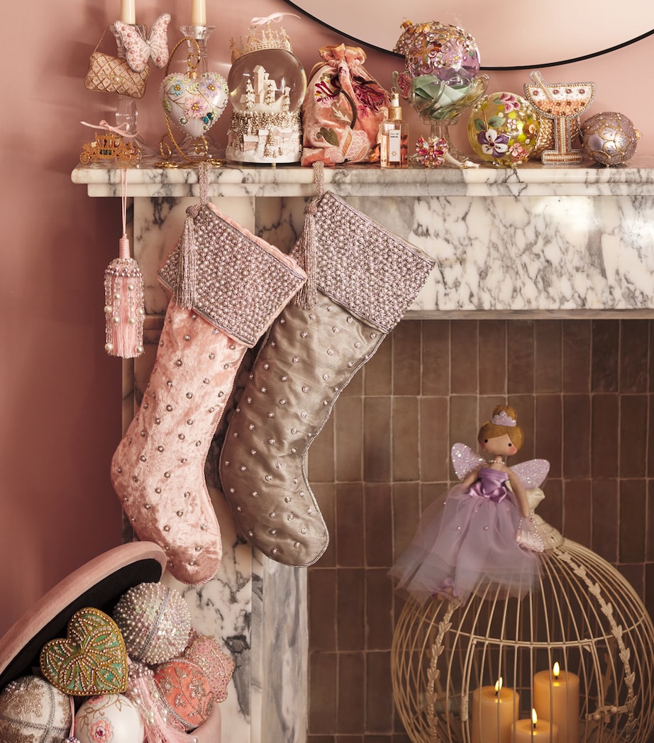 Beaded Velvet Bauble WHITE Image 3