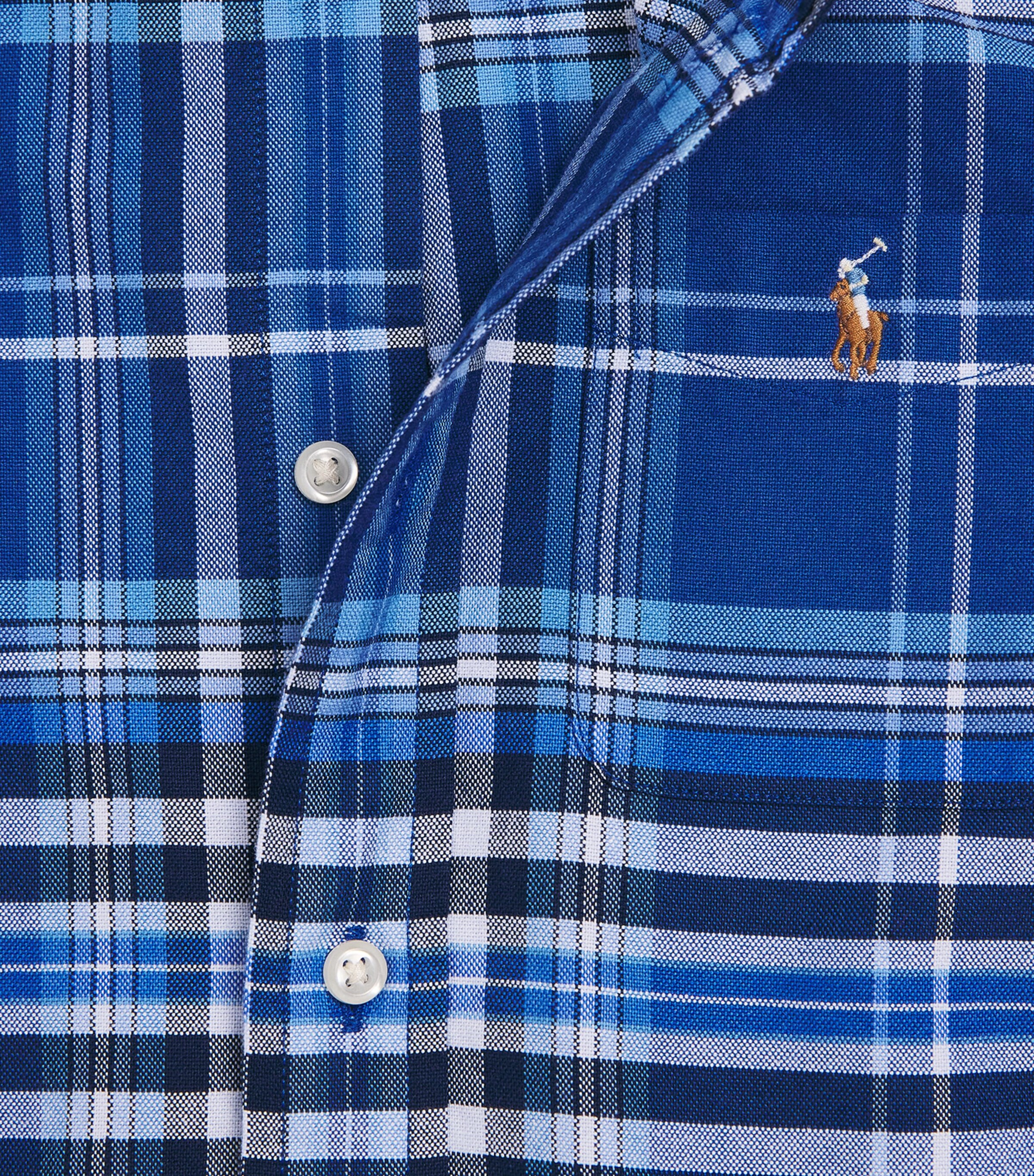 Cotton Polo Pony Check Shirt (6-14 Years) BLUE MULTI Image 3