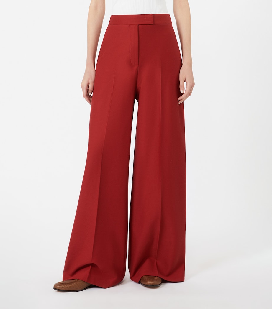 Max Mara Womens Cotton Jersey Wide-Leg Trousers Red Image 3