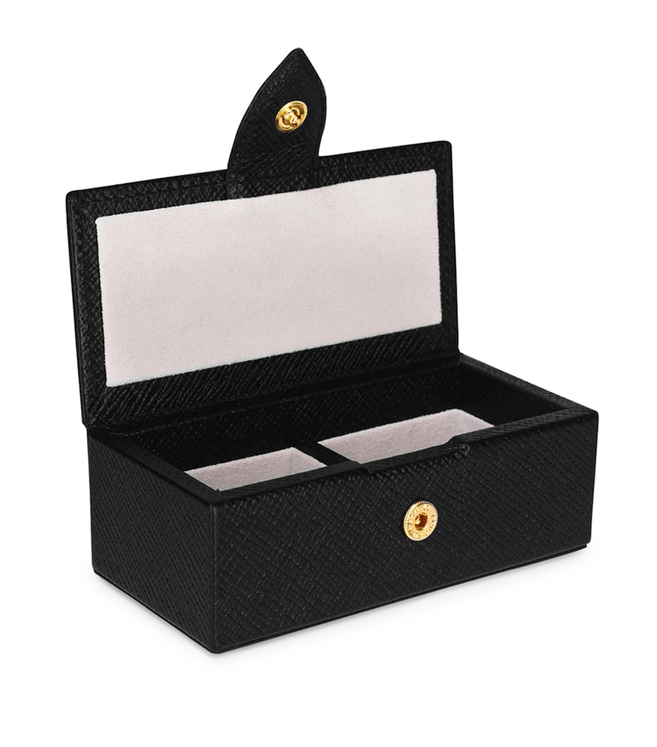 Leather Panama Cufflink Box BLACK Image 2