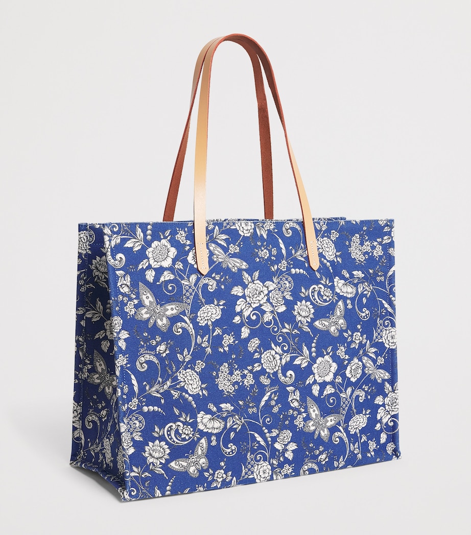 Harrods Large Cotton Butterfly Tote Bag Print Image 3