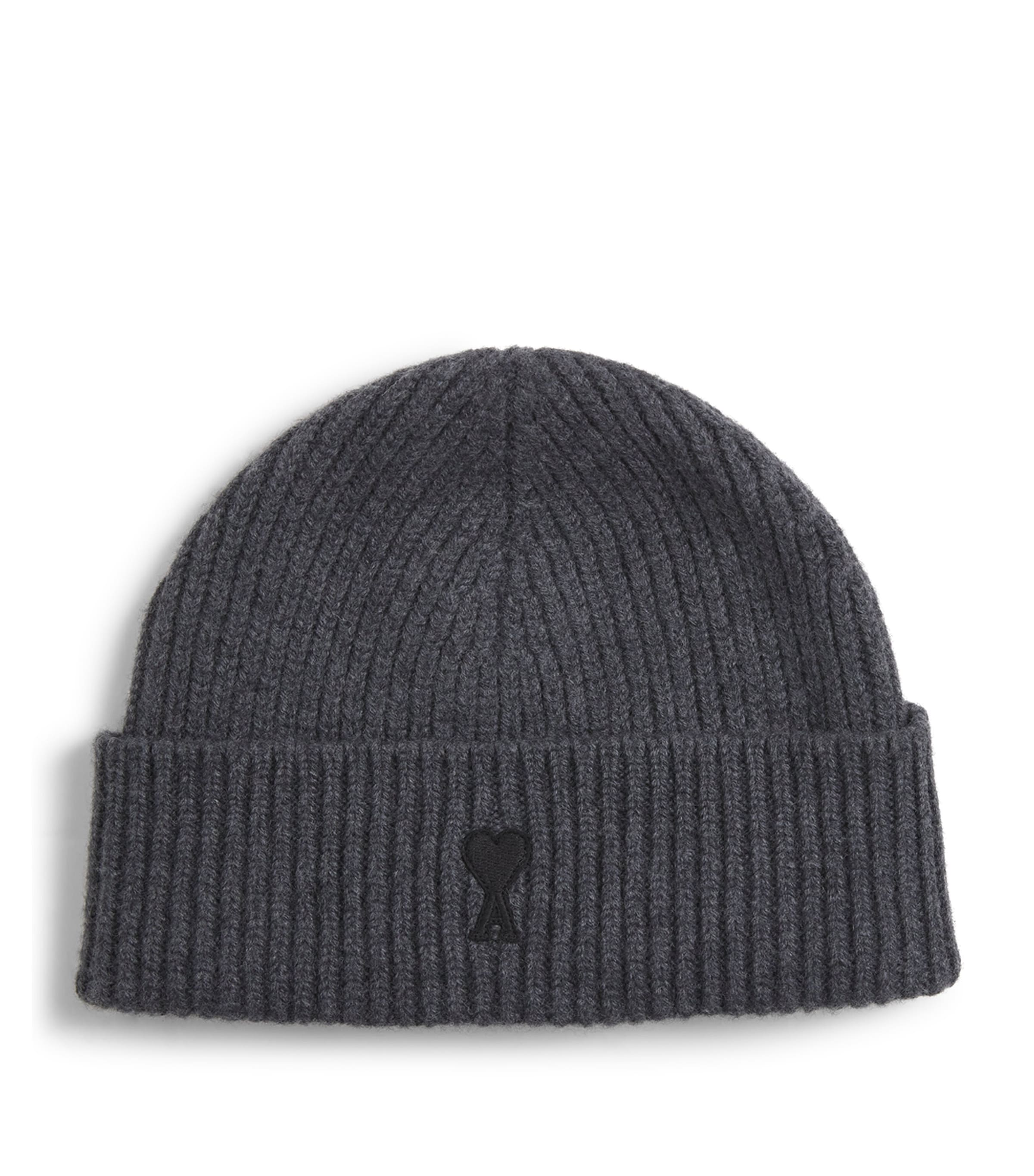 Ami Alexandre Mattiussi Ami Paris Logo-embroidered Wool Beanie In Gray