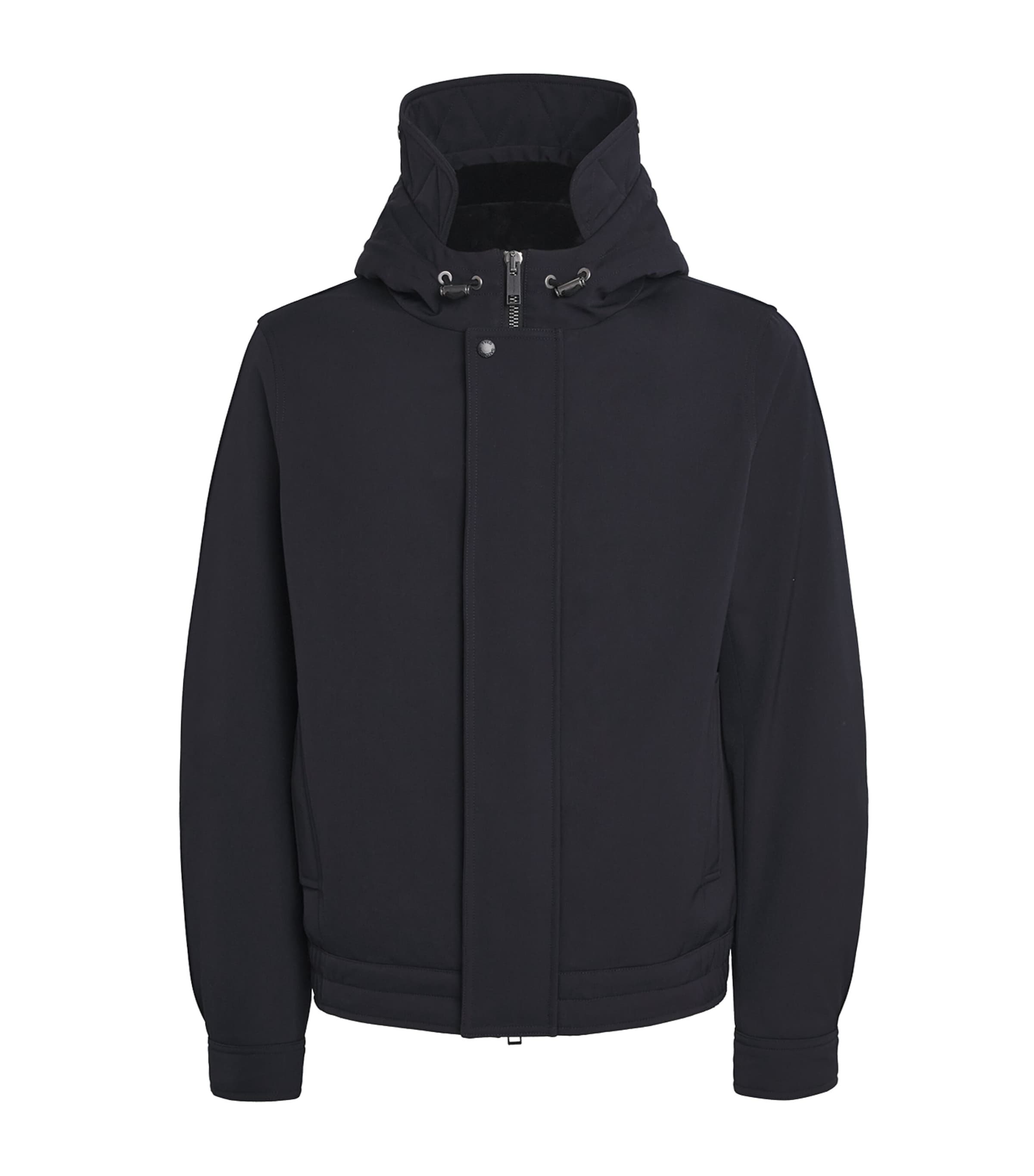 Down Waterproof Shearling-Lined Short Parka A7033 NAVY Image 1